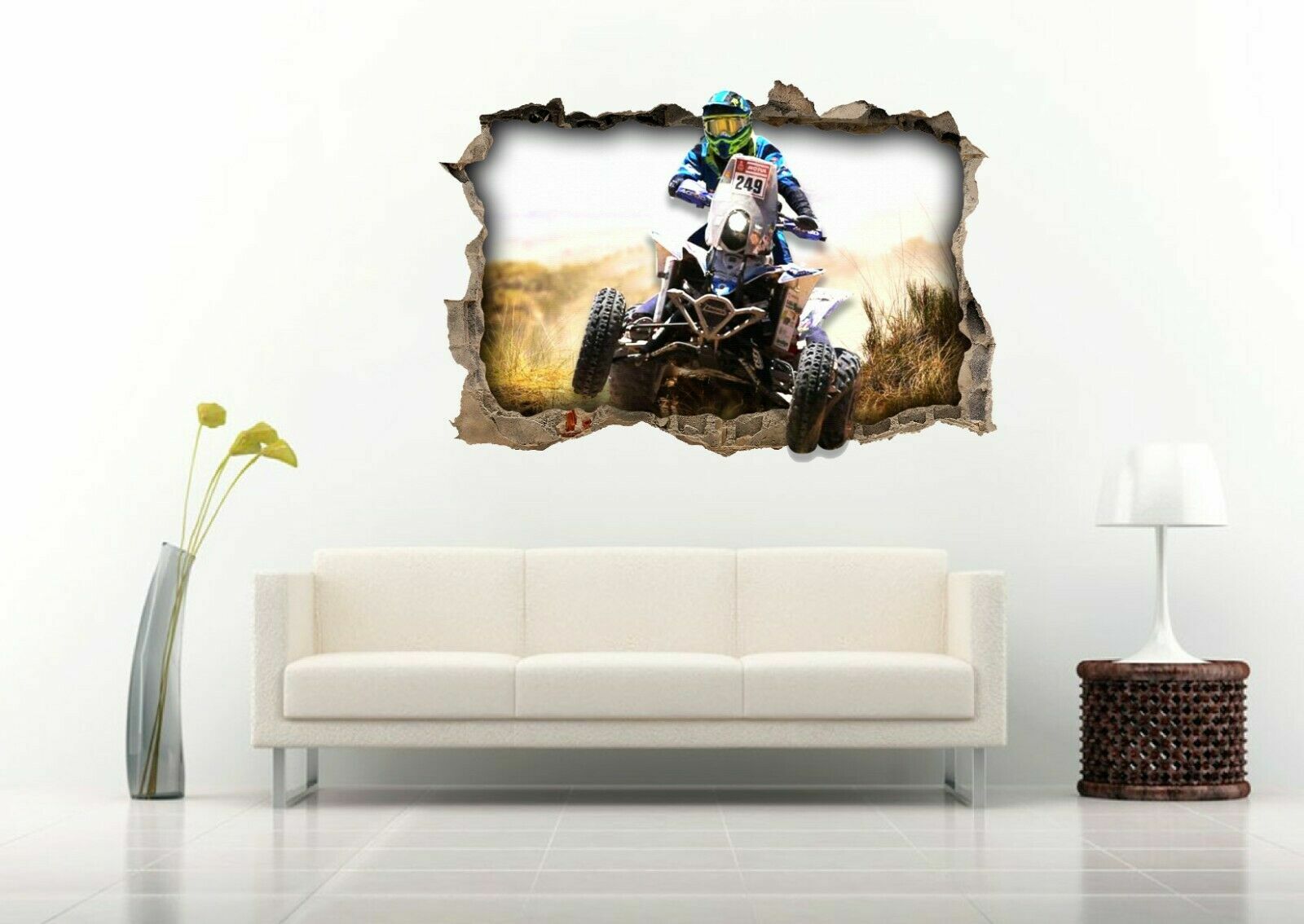 ATV Quad Racing All Terrain Riding Quadricycle 3D Wall Sticker Vinyl Decal Mural