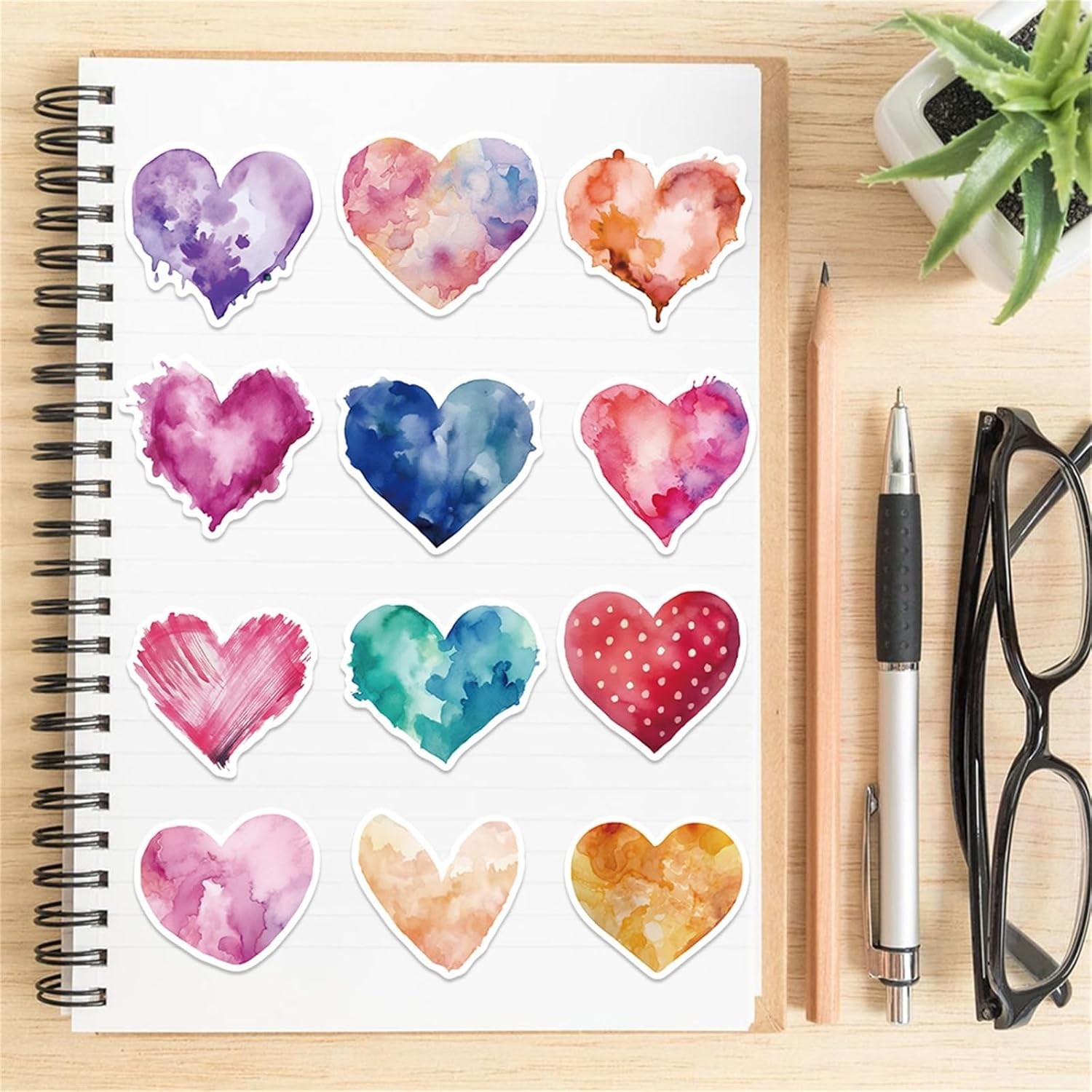 50pcs Love Heart Stickers for Teens Adults Kids Vinyl Waterproof Colorful Hea…