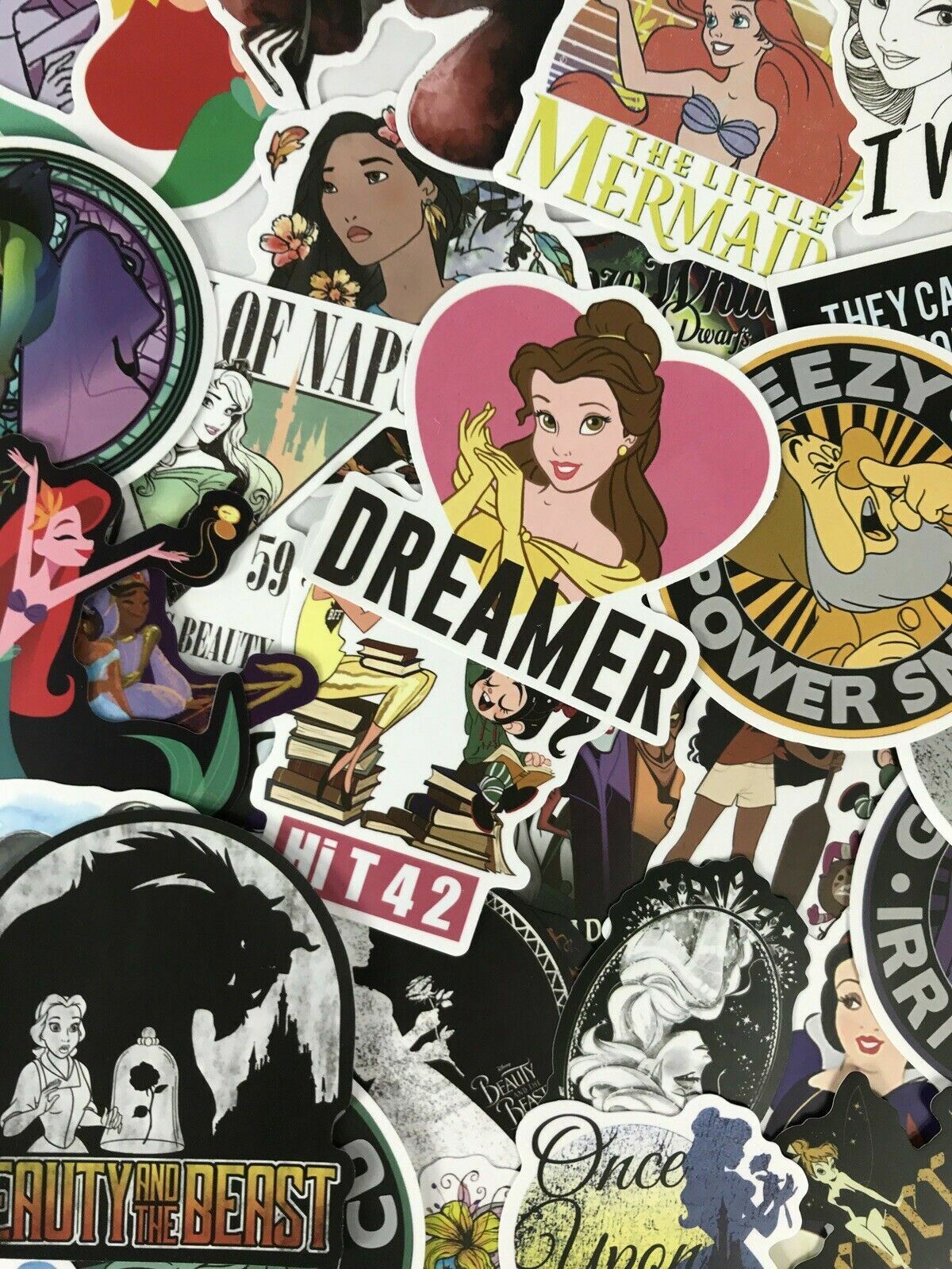 100 Piece Disney Princess Decal Fun Water Bottle Laptop Wall Sticker Pack