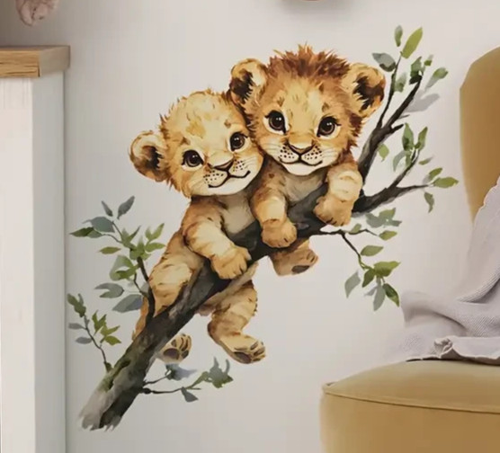 Wall Decal Animals Jungle Lion Cubs NEW Kids 20×20 Self Adhesive Stickers 68
