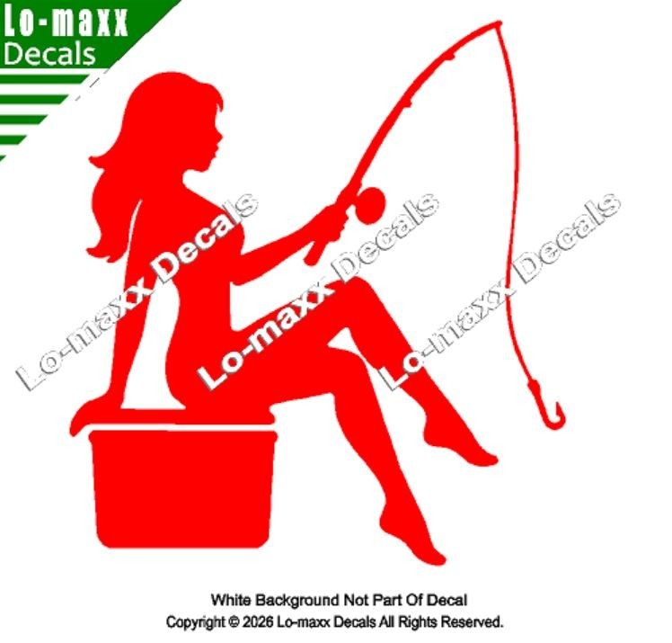 Mudflap Fishing Girl Die Cut Vinyl Decal High Performance Truck Car Sticker