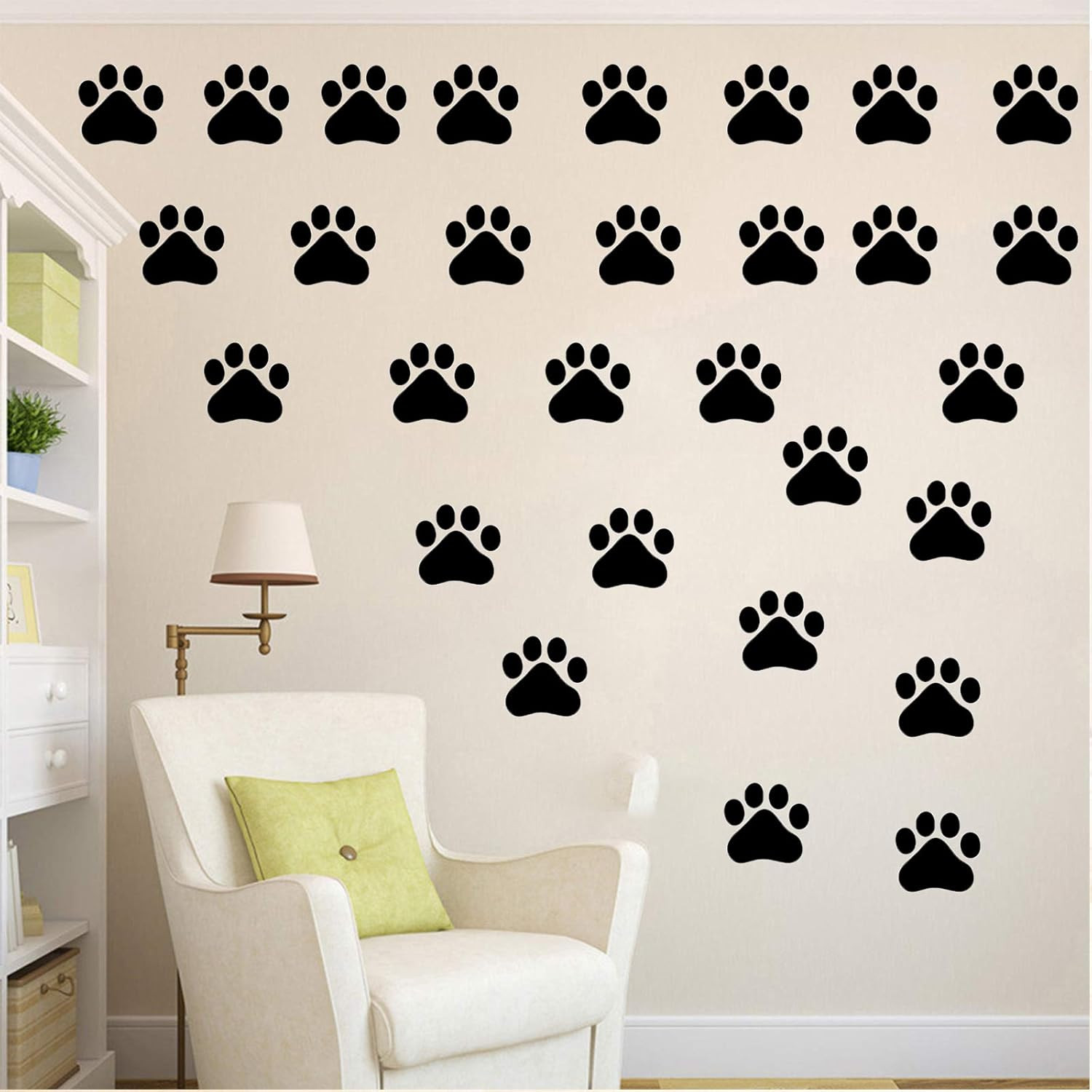 24 Pcs Large Dog Footprints Wall Decal Vinyl Stickers, Removable Lovely Animal P