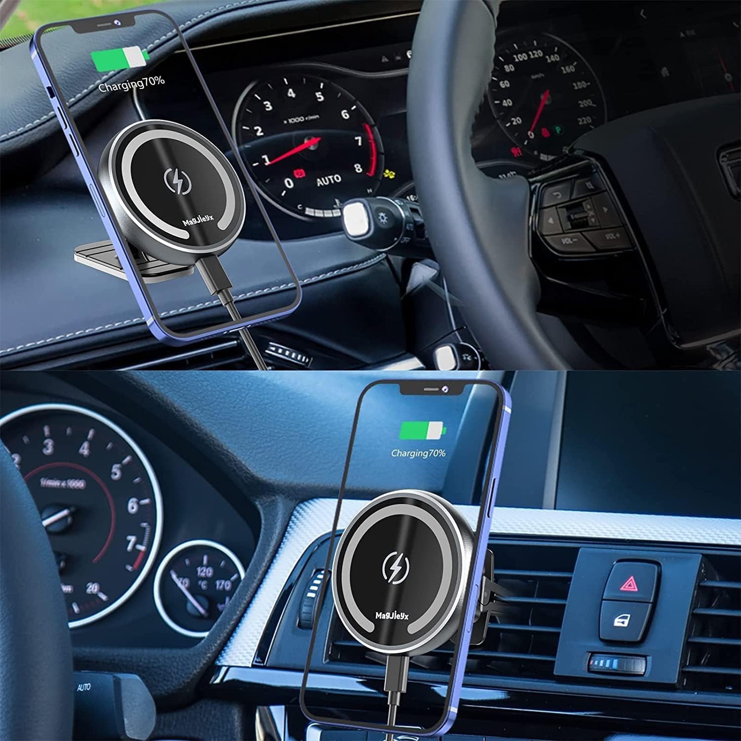 for Magsafe Car Mount Wireless Charger Magnetic Fast Charging Gray