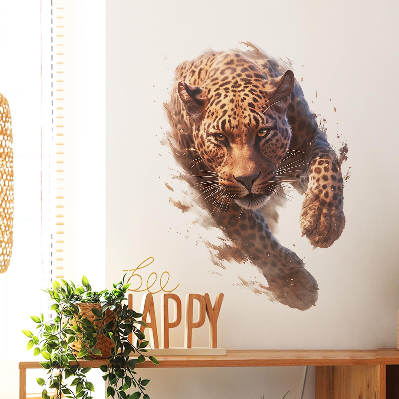 Running Leopard Wall Decals Removable Animal Vinyl Stickers for Nursery Livin…