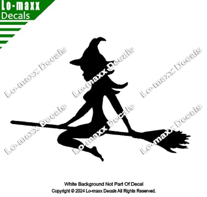 Mudflap Girl Witch Riding Broom Trucker Custom Graphic Die Cut Vinyl Decal