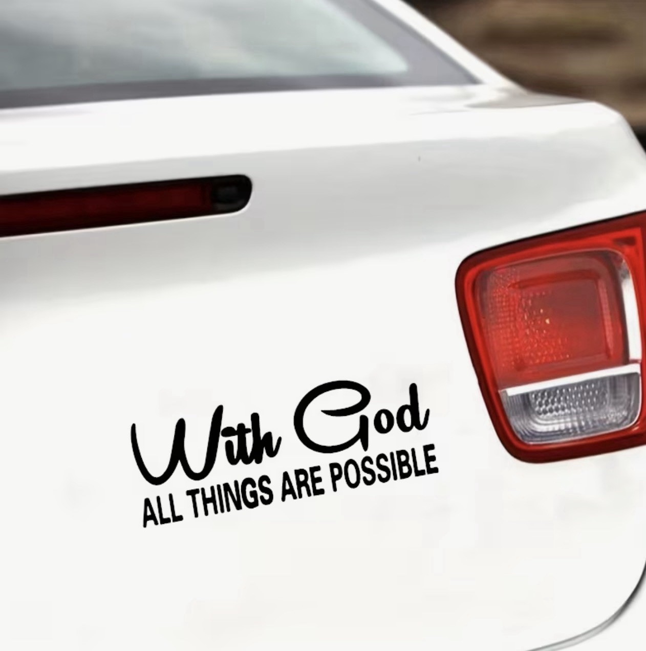 WITH GOD ALL THINGS ARE POSSIBLE 7” Inch BLACK Vinyl Sticker Decal Christian 1PC