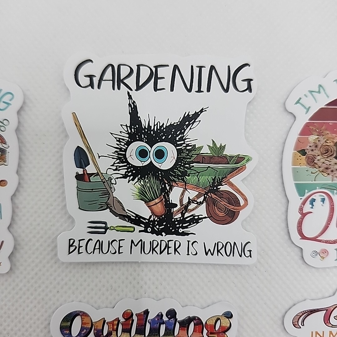 Lot Of 9 Crafts Knitting Sewing Quilting Garden Vinyl Waterproof Stickers Quotes