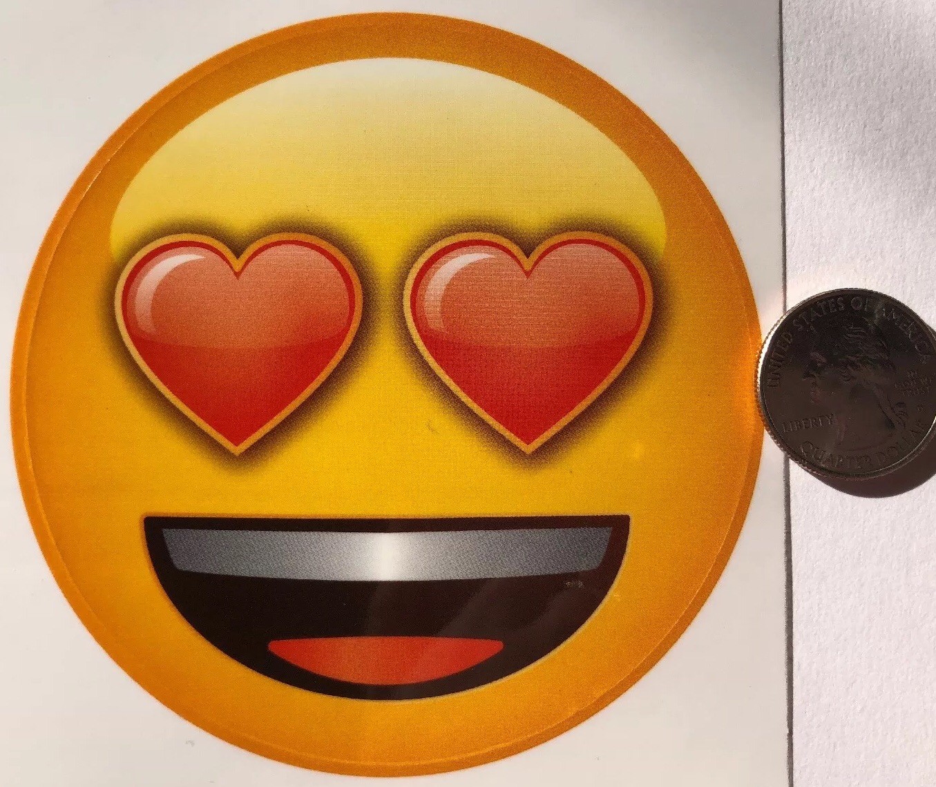 LOVE EMOJI Decal/Sticker(1pc) 3-3/4”Dia.Sandylion•Wall•Car •Window•Smile•Hearts
