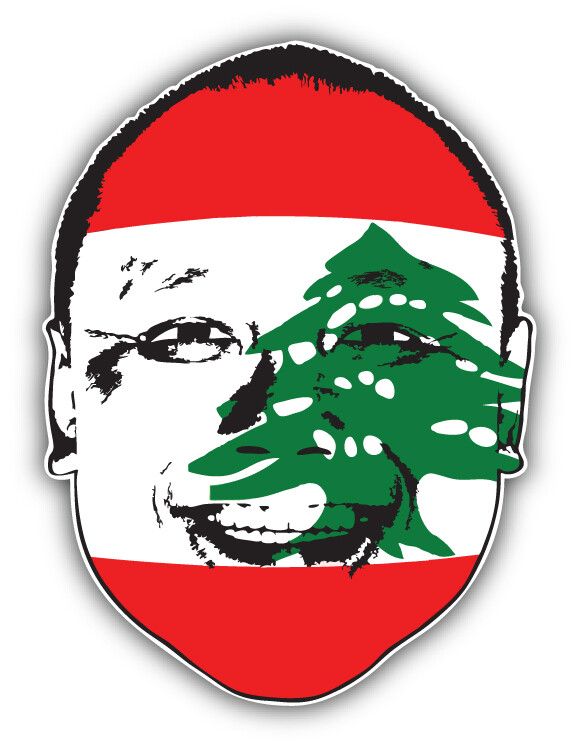 Lebanon Flag Man Face Car Bumper Sticker Decal