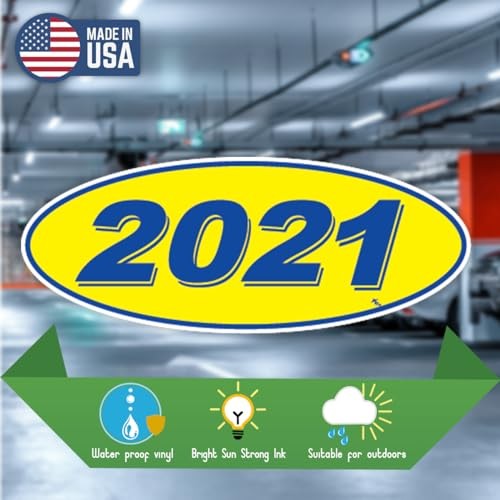 Versa Tags Oval Model Year Car Dealer Window Stickers Proudly 2021 Blue/Yellow