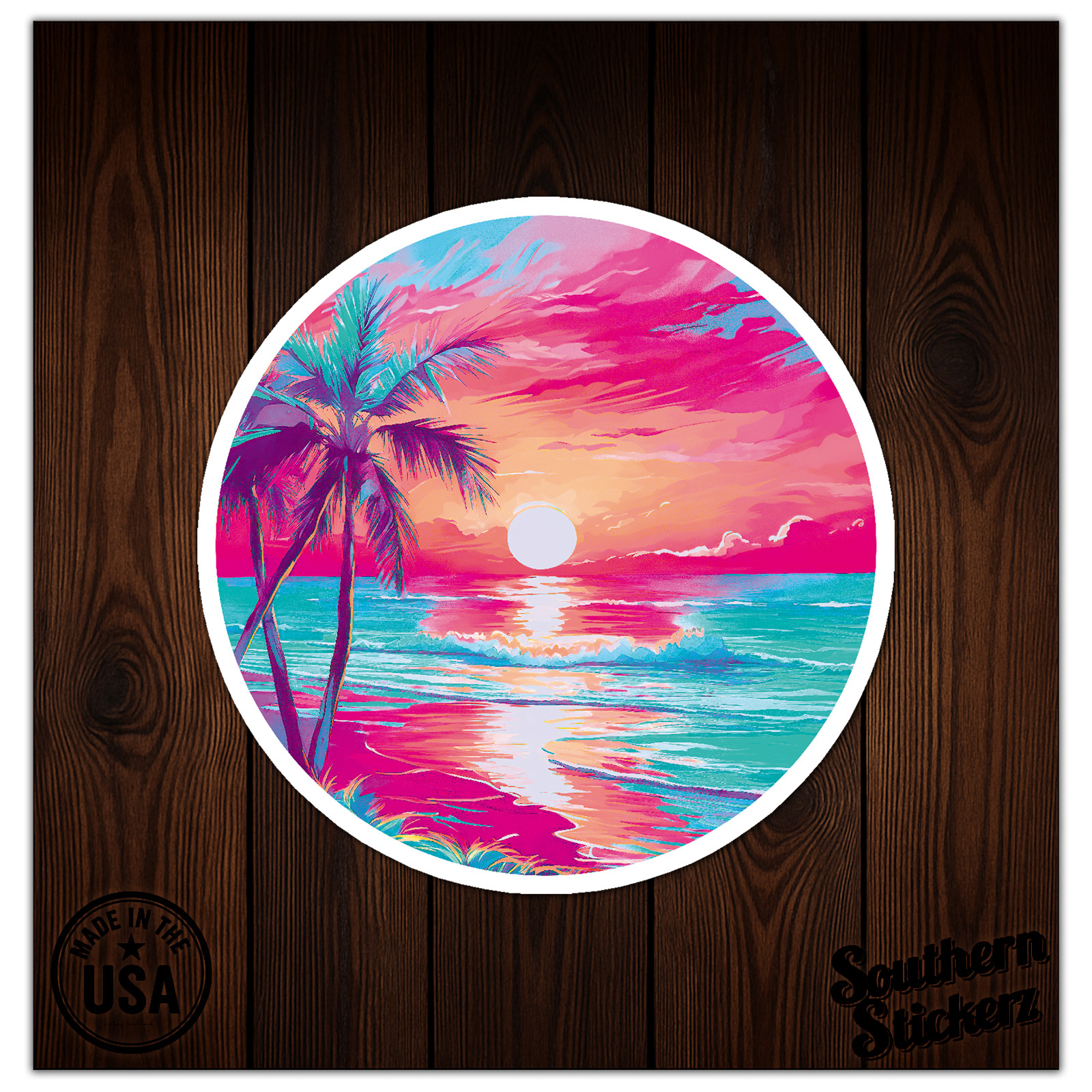 Tropical Beach Sun Palm – Vinyl Decal Sticker – Car Window Laptop – ebn9703