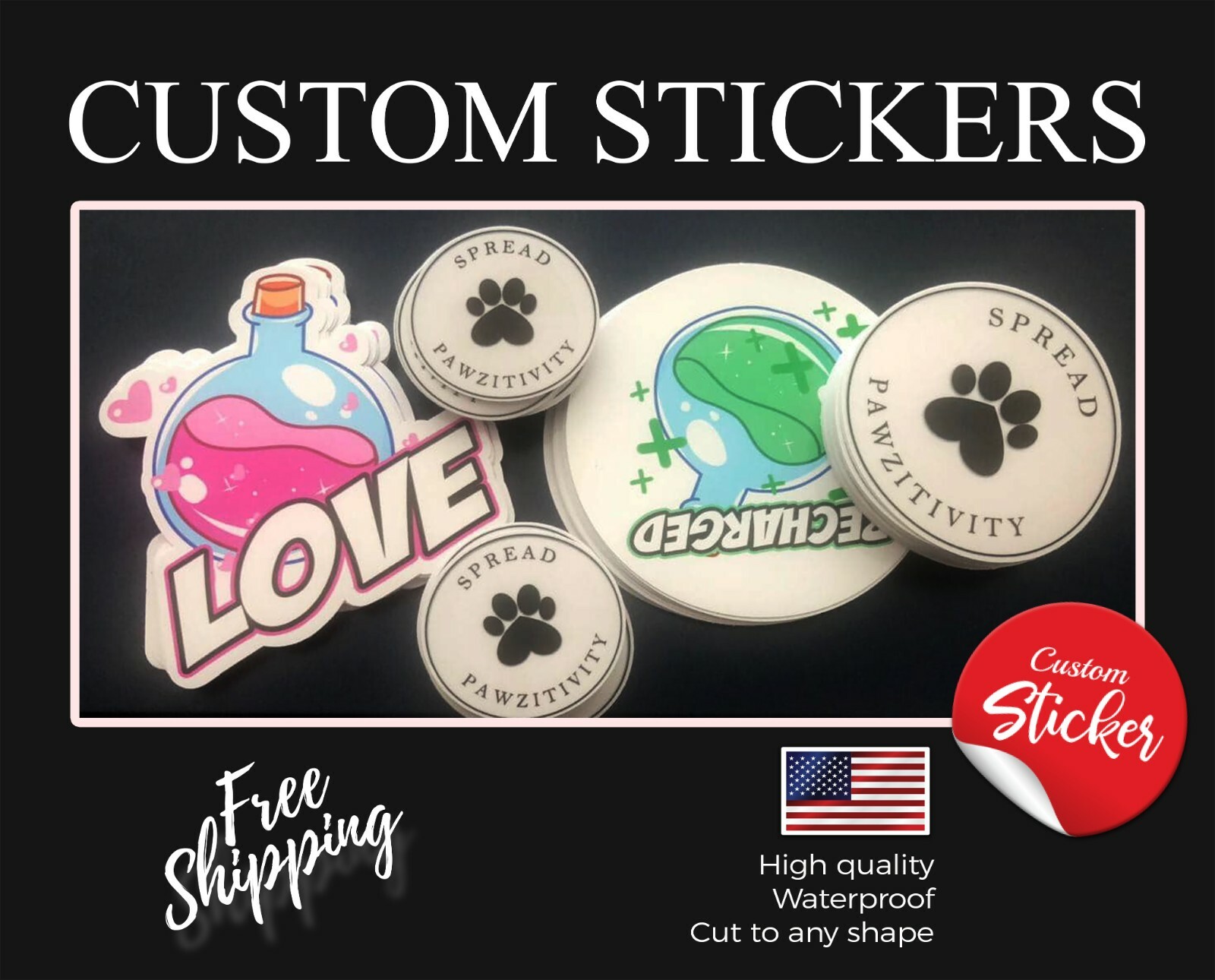 Custom logo stickers – bulk custom stickers labels – waterproof sticker