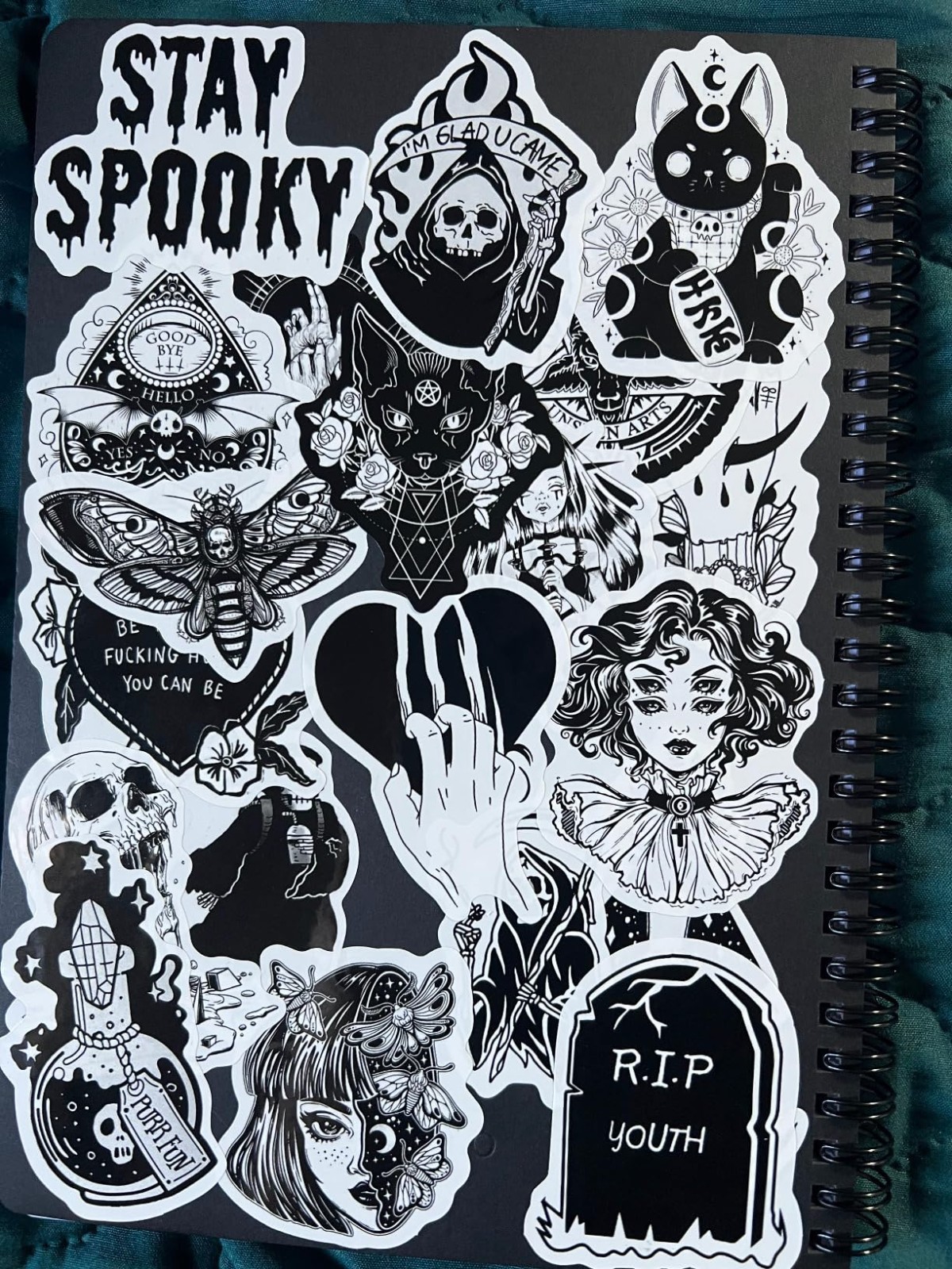 Goth Sticker Lot 50 Stickers Multicolor Horror Halloween Gothic Black And White