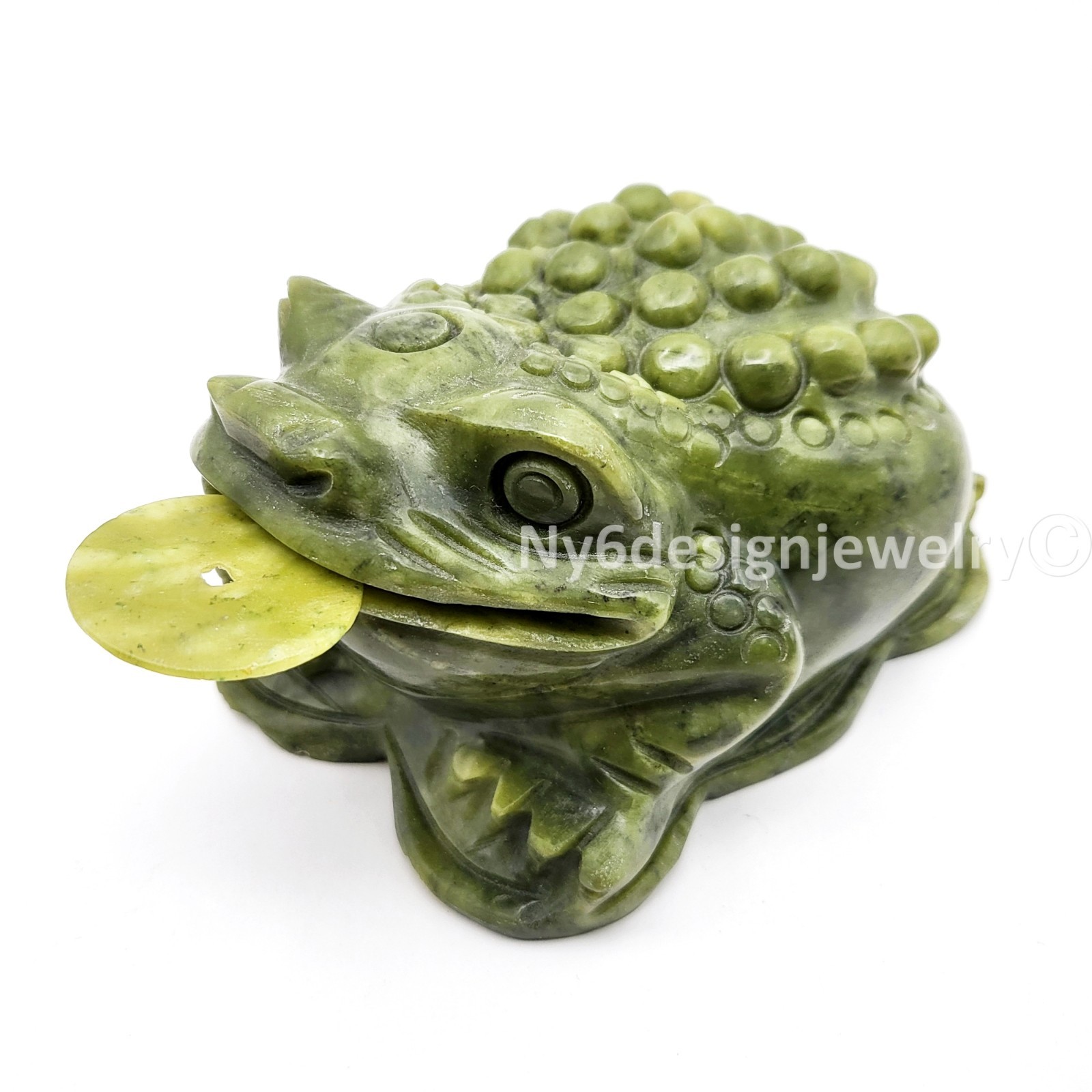 Feng Shui Money Frog Jade Statue – Three Legged Toad of Wealth, Lucky Money Frog