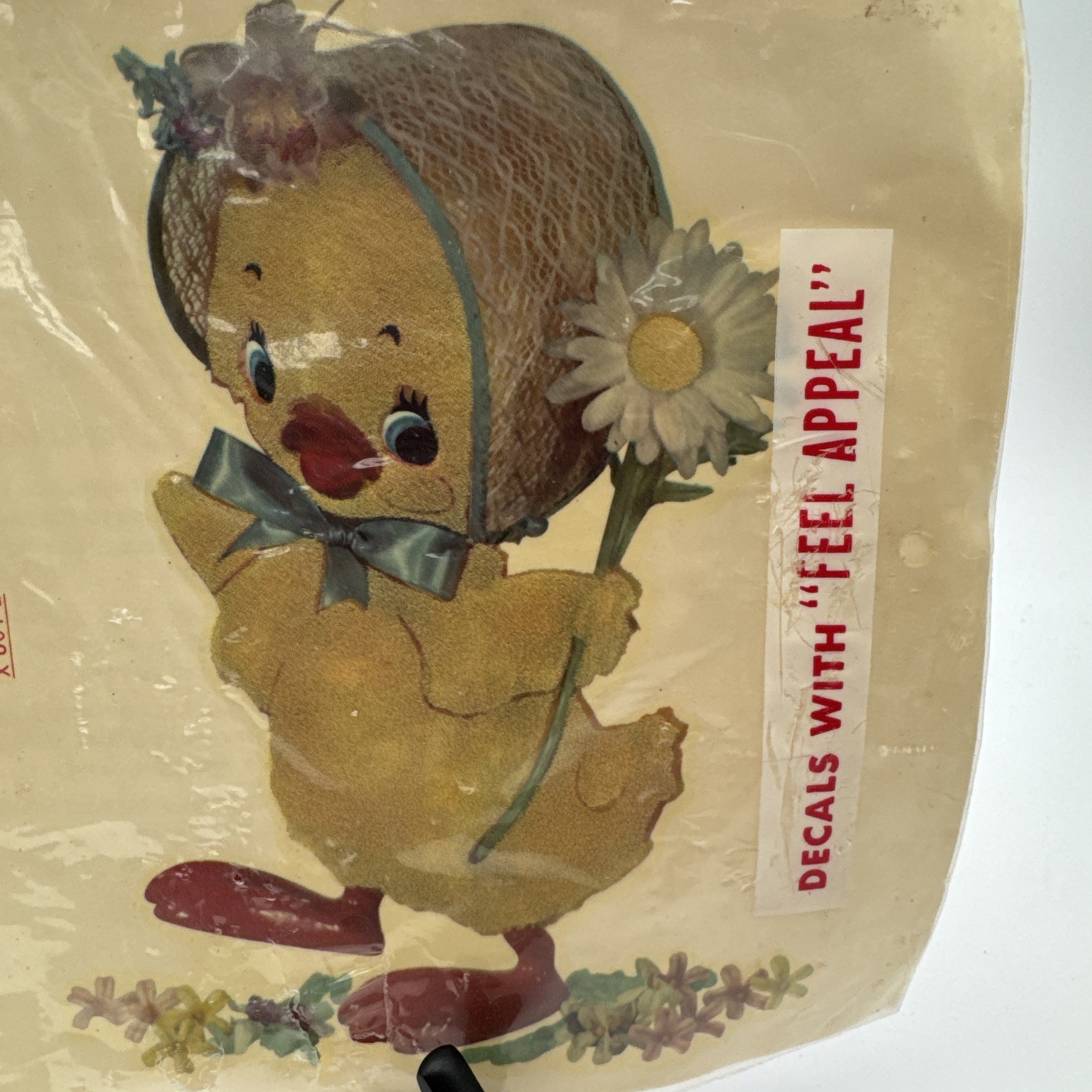 Vtg 1960's Anthropomorphic Duck & Chick CUTIES Decals Meyercord Fuzzy Wall Decor