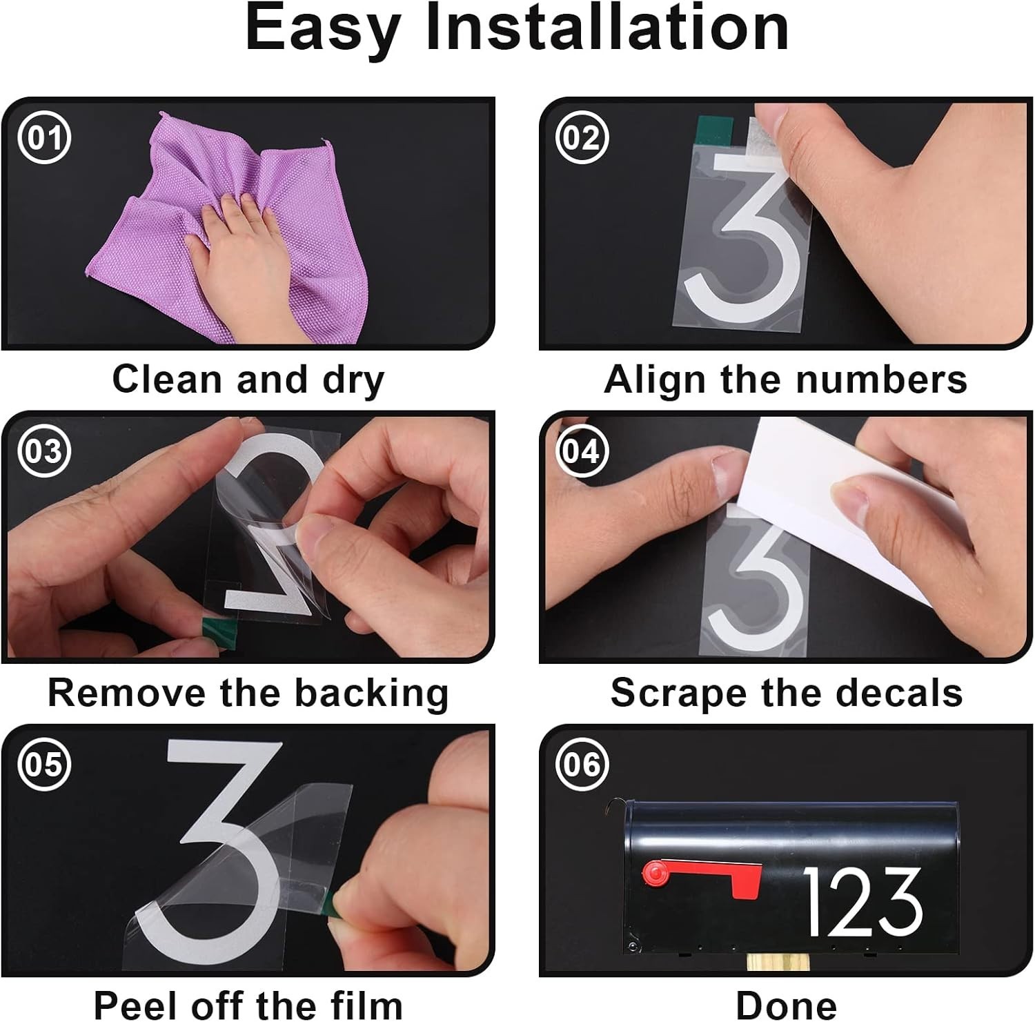 2 inch Reflective Mailbox Numbers for Outside, 5 Sets Number Stickers with St…