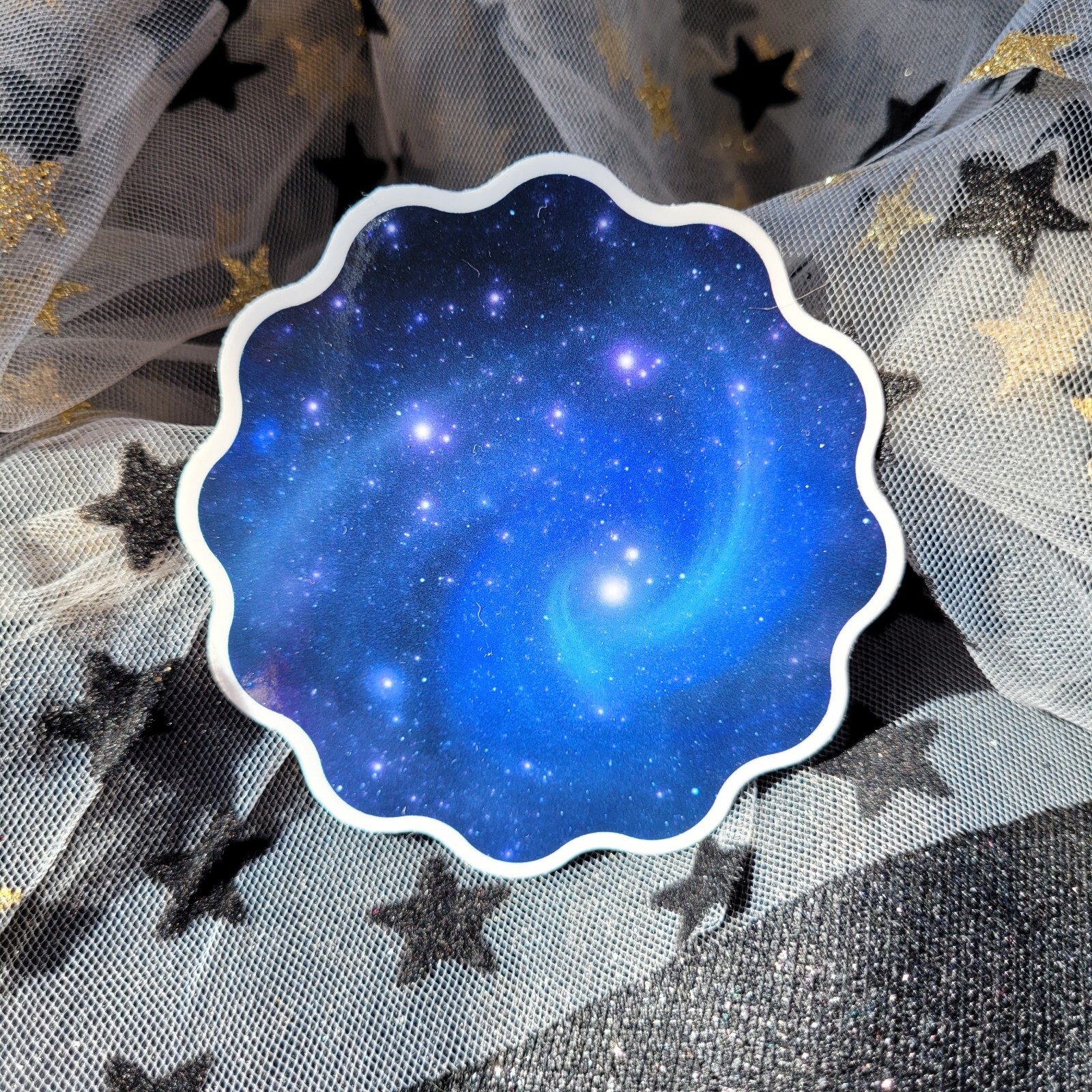 STKR032 Blue Starry Night Sky Galaxy Swirl Sticker – Vinyl, Waterproof Stickers