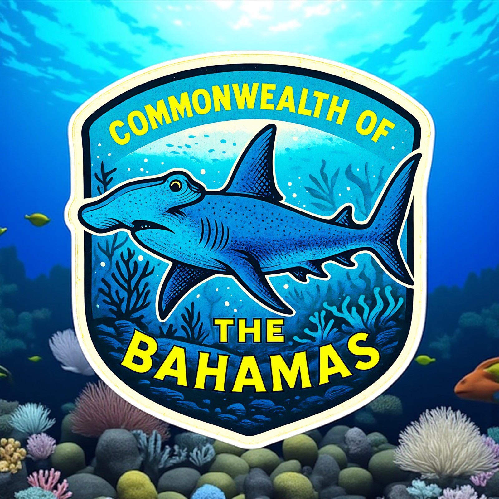 Bahamas Sticker Vinyl Decal Vintage Style Hammerhead Shark Souvenir Vacation