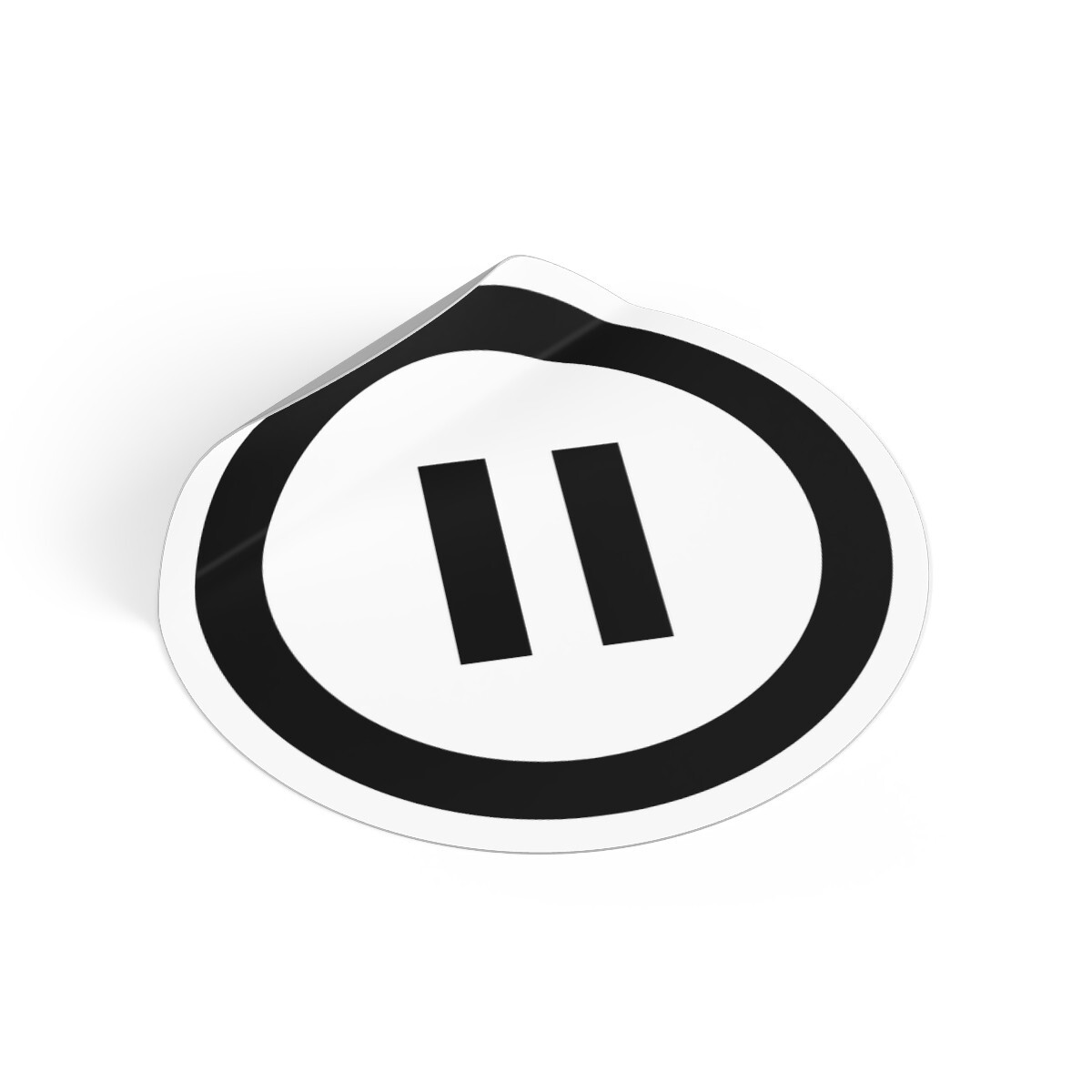 "Round vinyl sticker with pause symbol Stick it anywhere!" Waterproof Removable