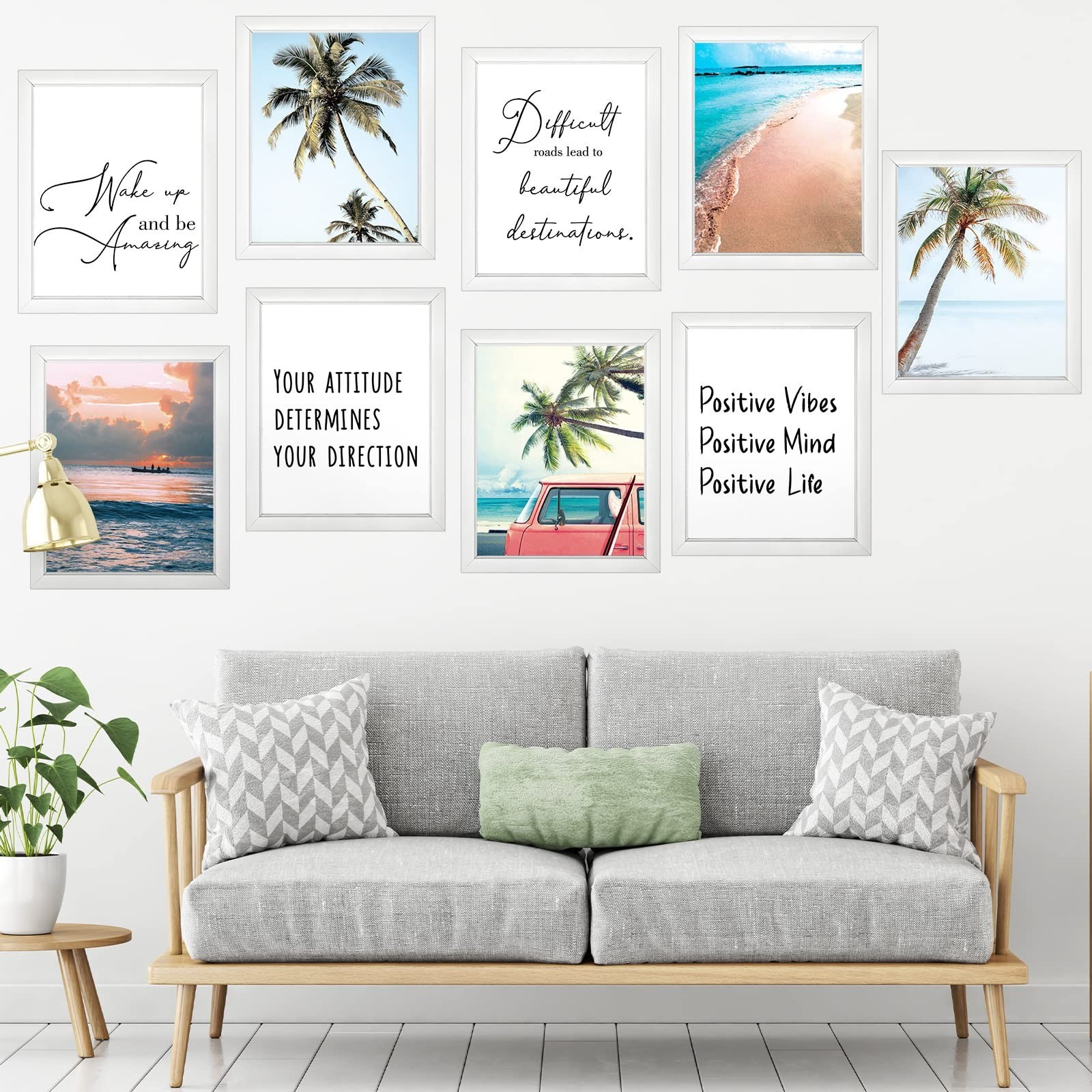 Chinco 9 Pieces Inspirational Beach Wall Art Office Motivational Quotes Wall …