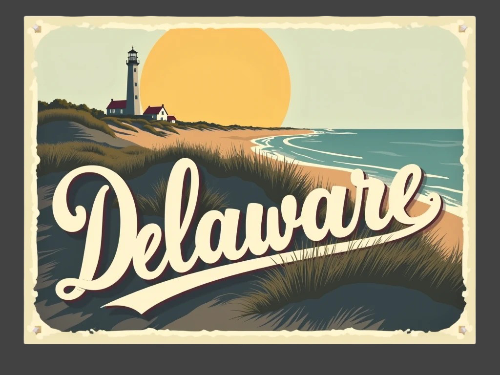 Delaware Sticker Vinyl Decal Lighthouse Beach Coastal Ocean Vintage Travel