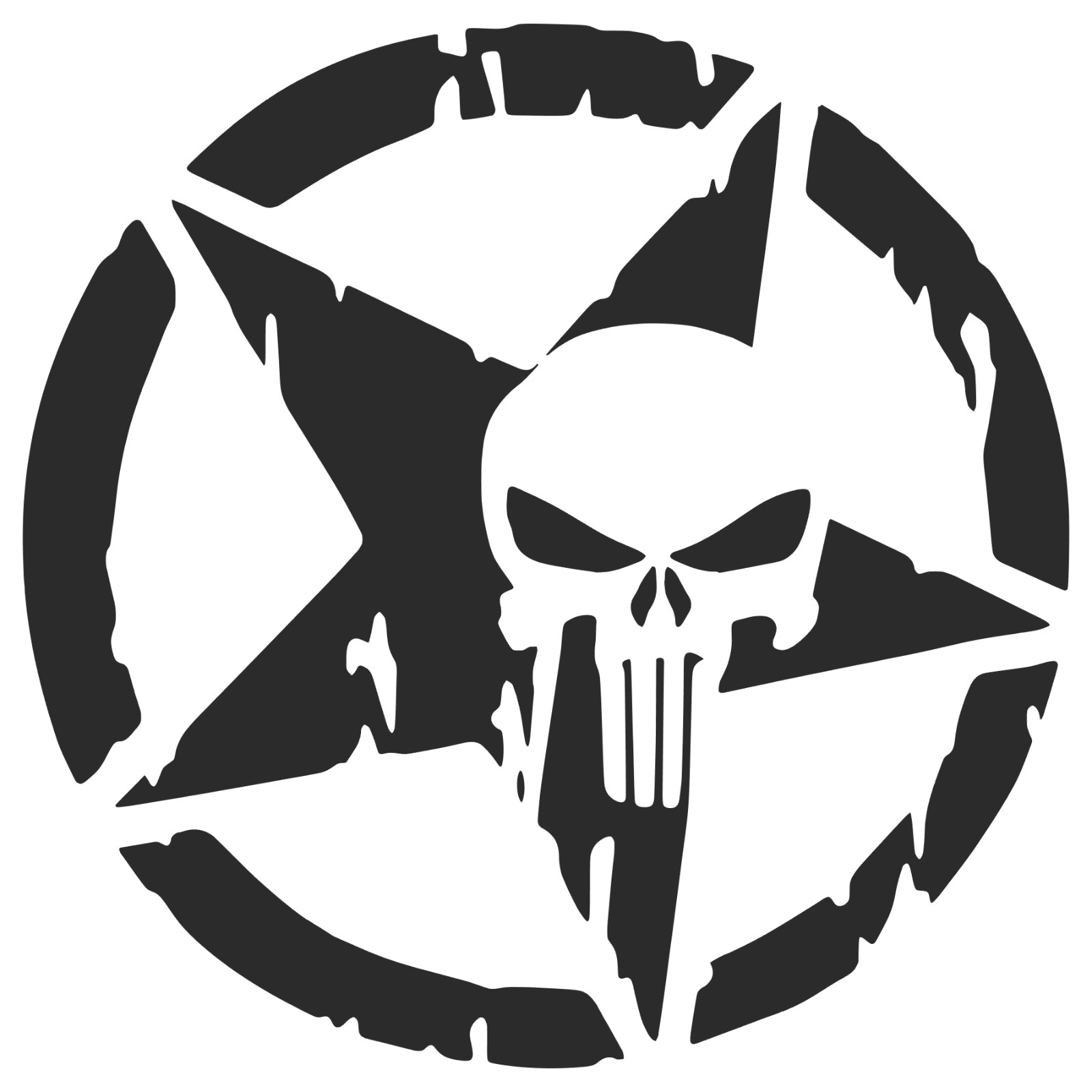 Punisher Skull Distressed Star Decal Army Military Car Truck Sticker