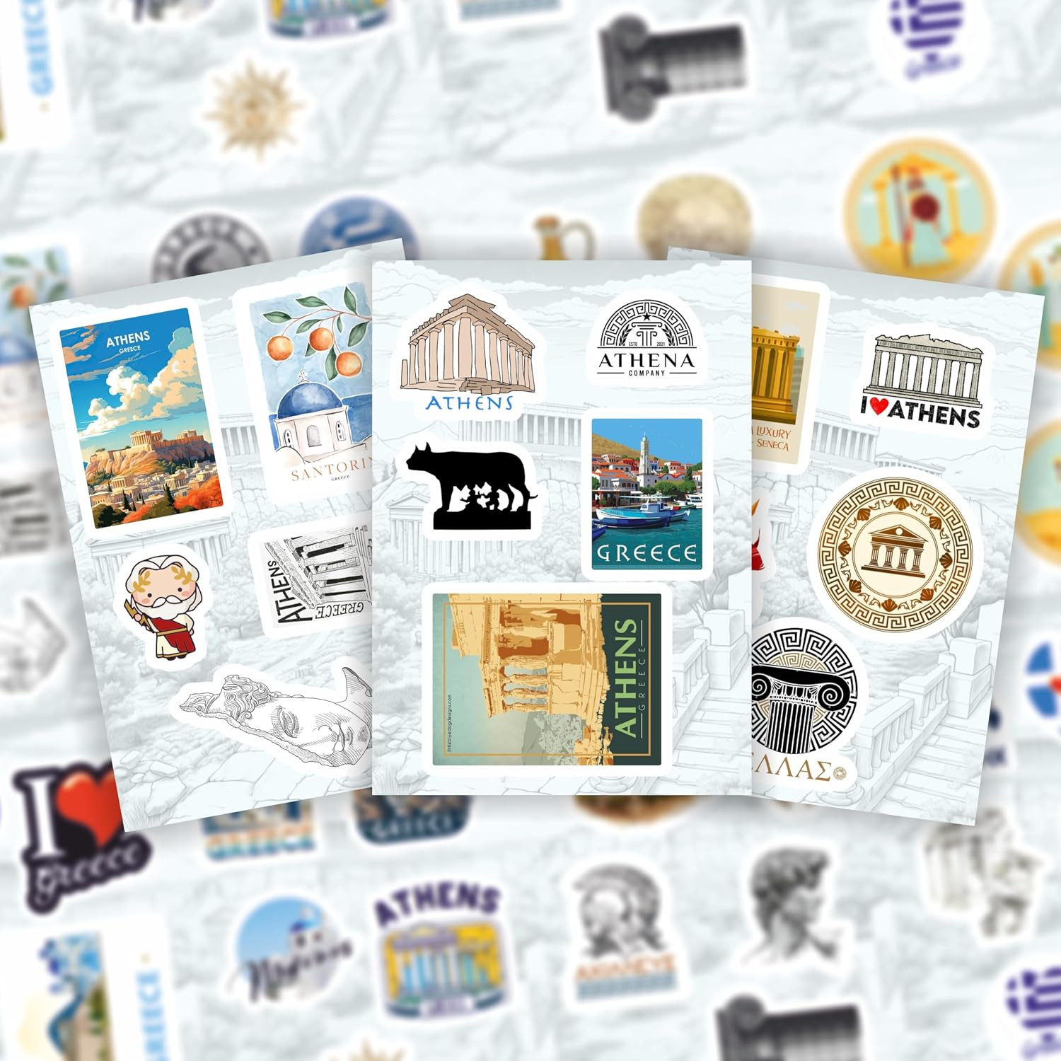 Greece Stickers for Water Bottle and Laptop – Greece Decorations and Party Favor