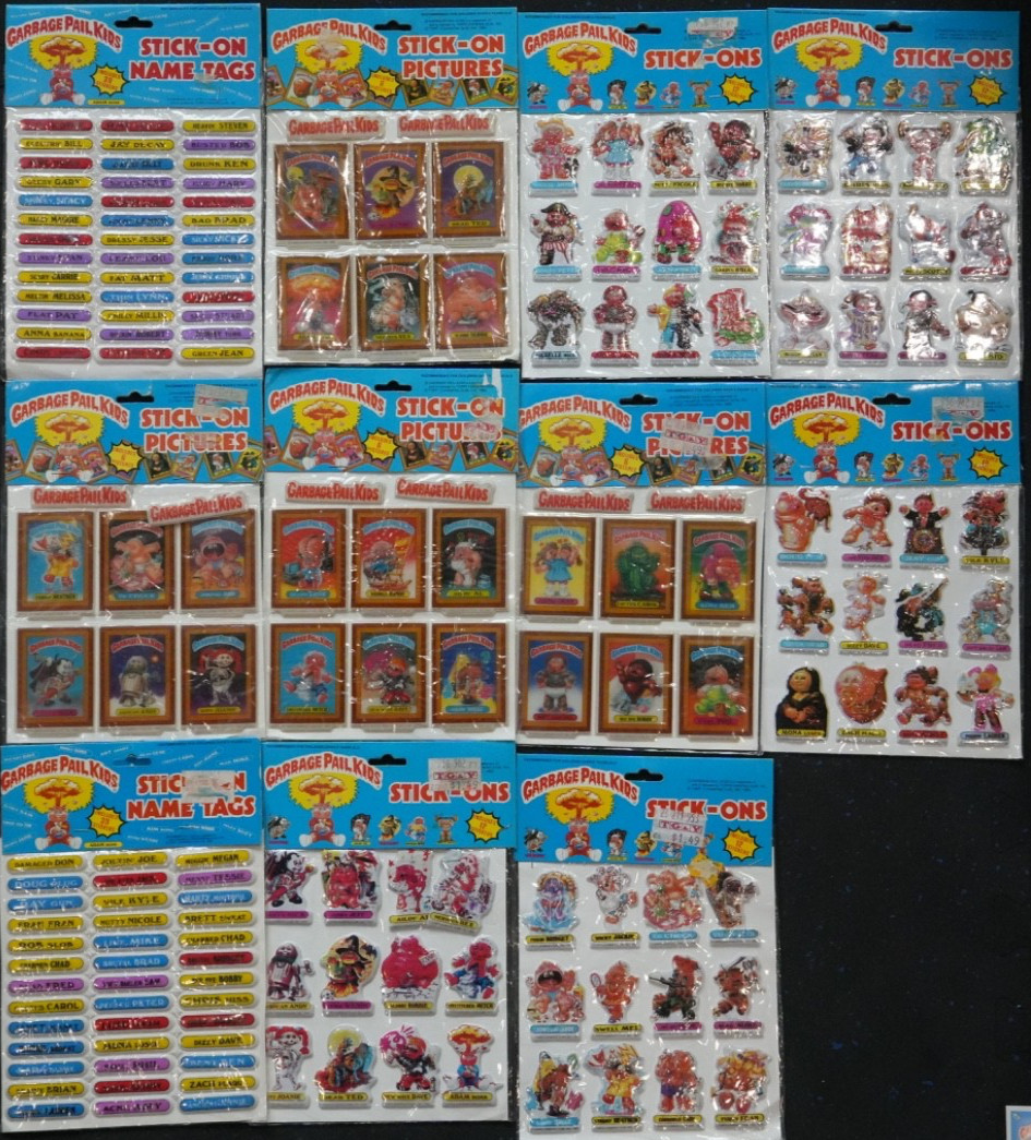 Vintage Garbage Pail Kids Stick On Name Tags Sticker Set Art GPK 1986 Set of 11