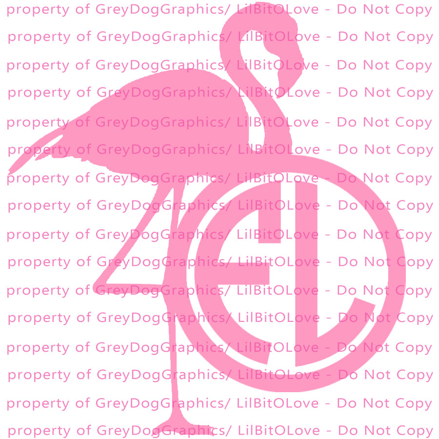 Custom Full Sized Flamingo Monogram Decal Initials 2 Letters Sticker