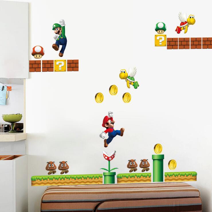 NEW Super Mario Bros Removable Wall Stickers Decal Kids Home Decor ship from U.S