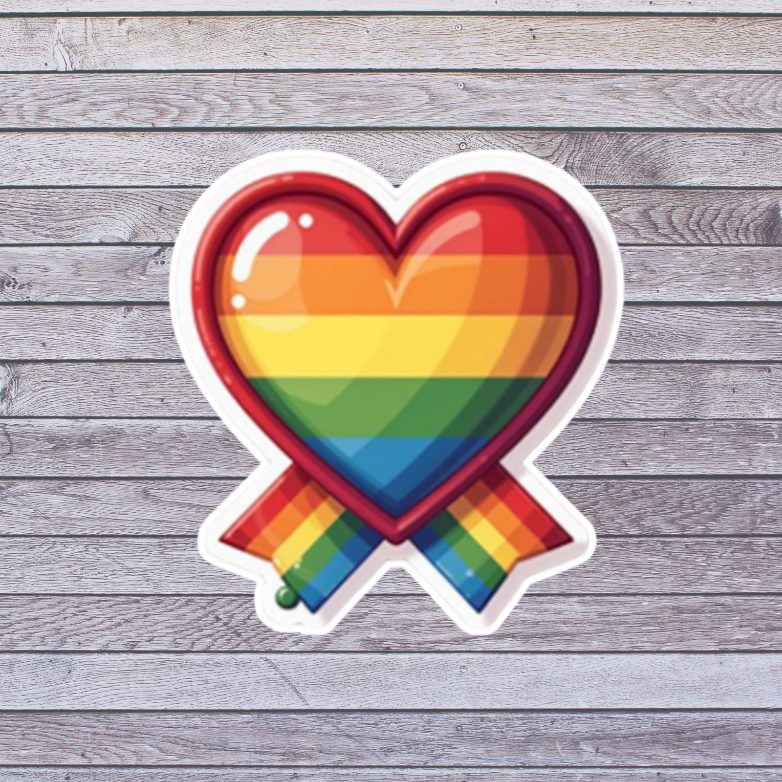 Pride sticker vinyl decal rainbow heart ribbon love equality