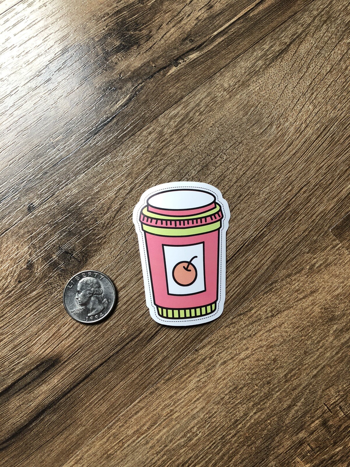 Cherry Coffee Cup Latte Cute Decal Vinyl Sticker Water Bottle Laptop Waterproof
