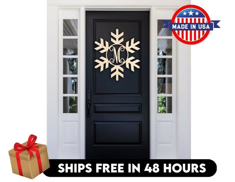 Wood snowflake monogram sign