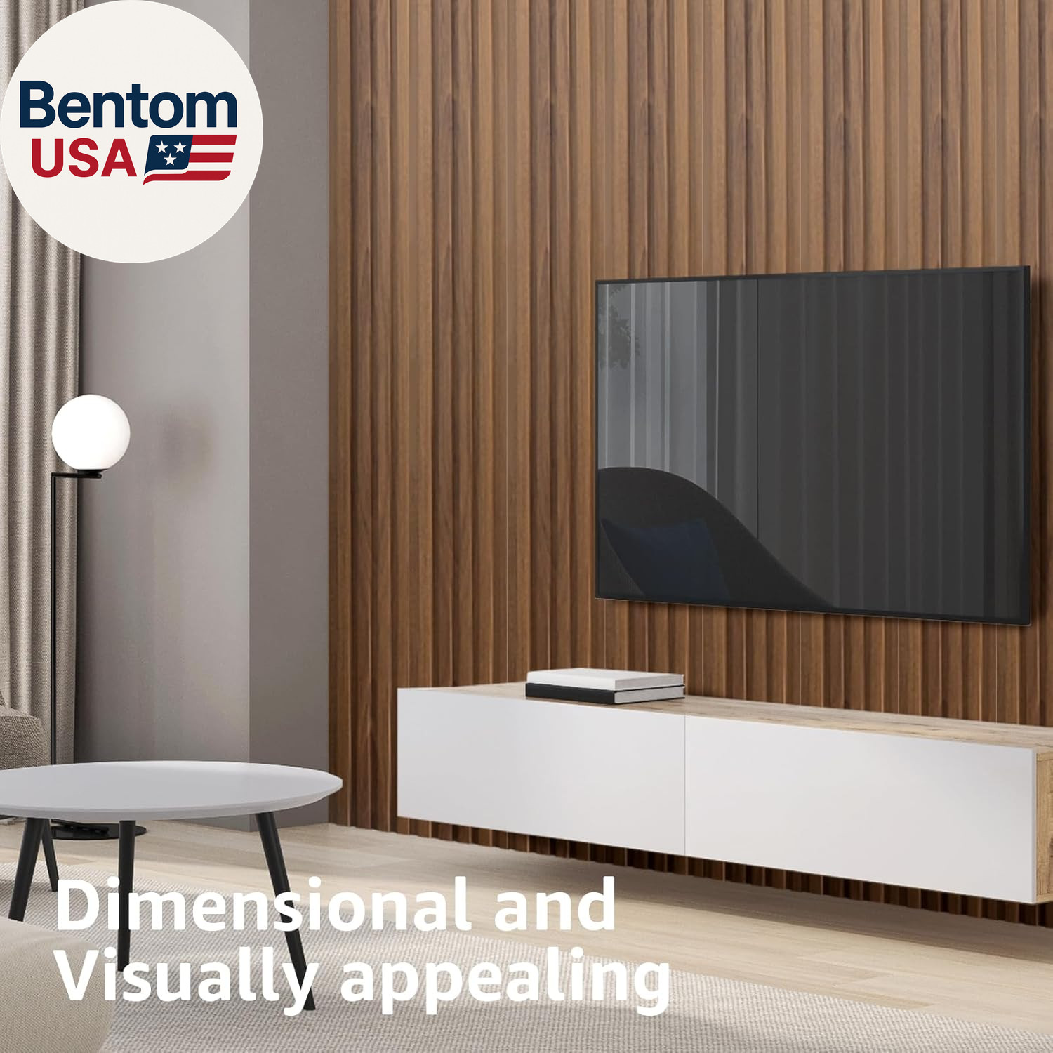 WPC Slat Wall Panels 8 Pack Teak 3D Soundproof Wood Wall Paneling 96×6 Inch