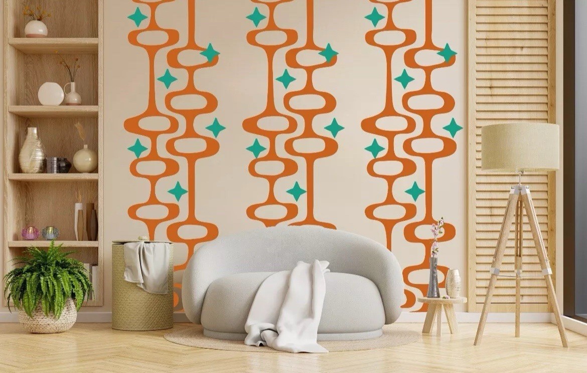 Mid-Century Modern Atomic Age Wall Decal | Retro Home Decor, 80” H x 22” W”