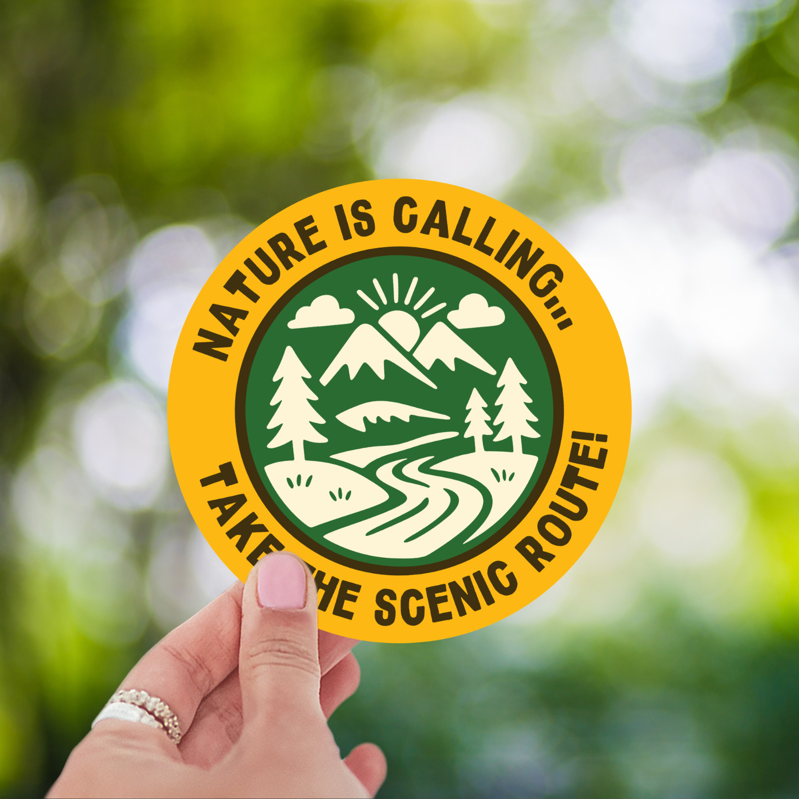 Nature Is Calling Sticker Scenic Route Camping Hiking Outdoor Decal