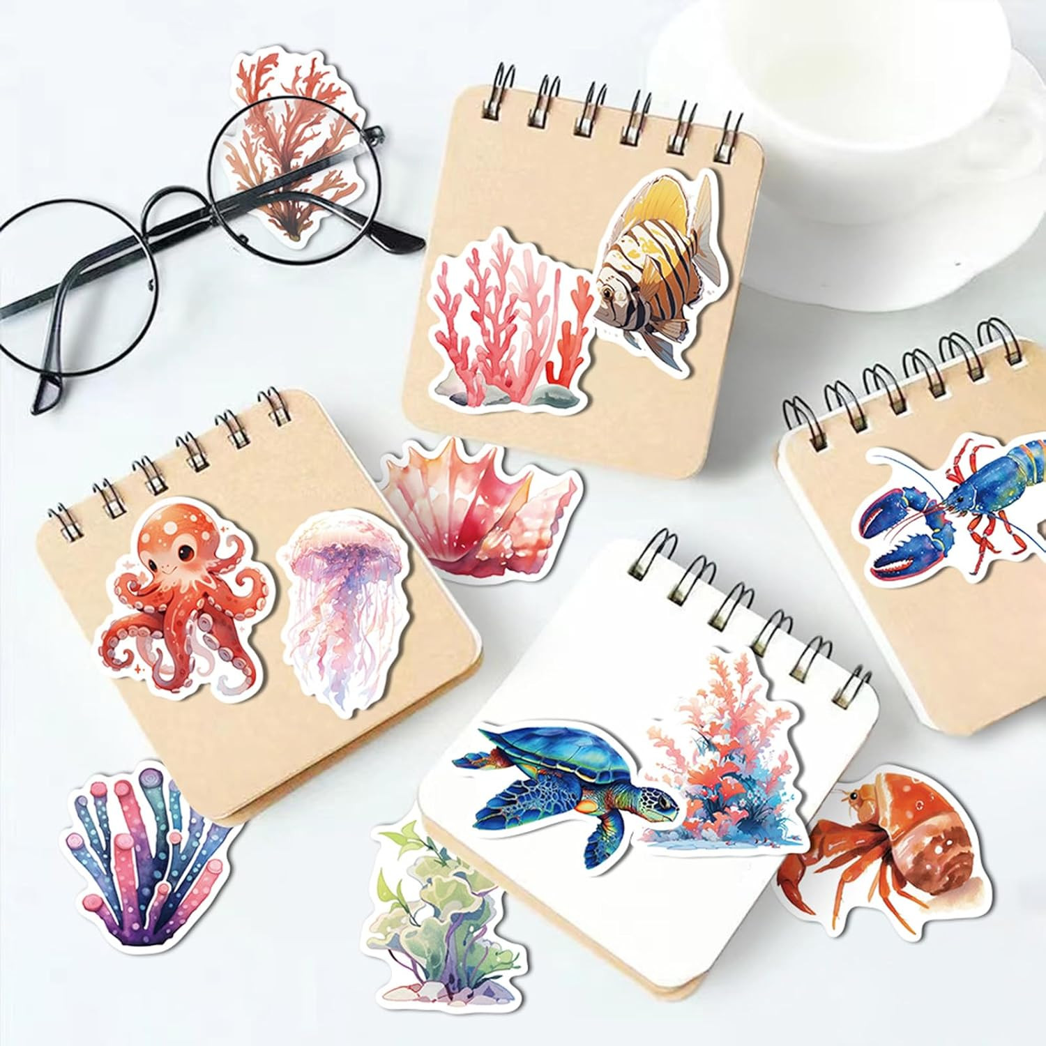 100PCS Ocean Animal Stickers for Kids Adults, Aesthetic Waterproof under the Sea