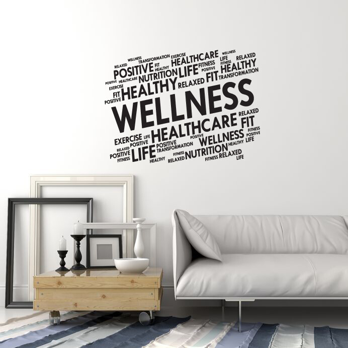 Vinyl Wall Decal Wellness Home Gym Words Cloud Spa Fitness Stickers (ig5976)