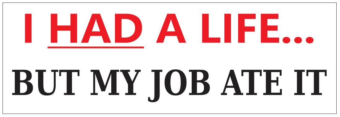 I Had a Life But My Job Ate It Bumper Sticker or Helmet Sticker FUNNY D7224