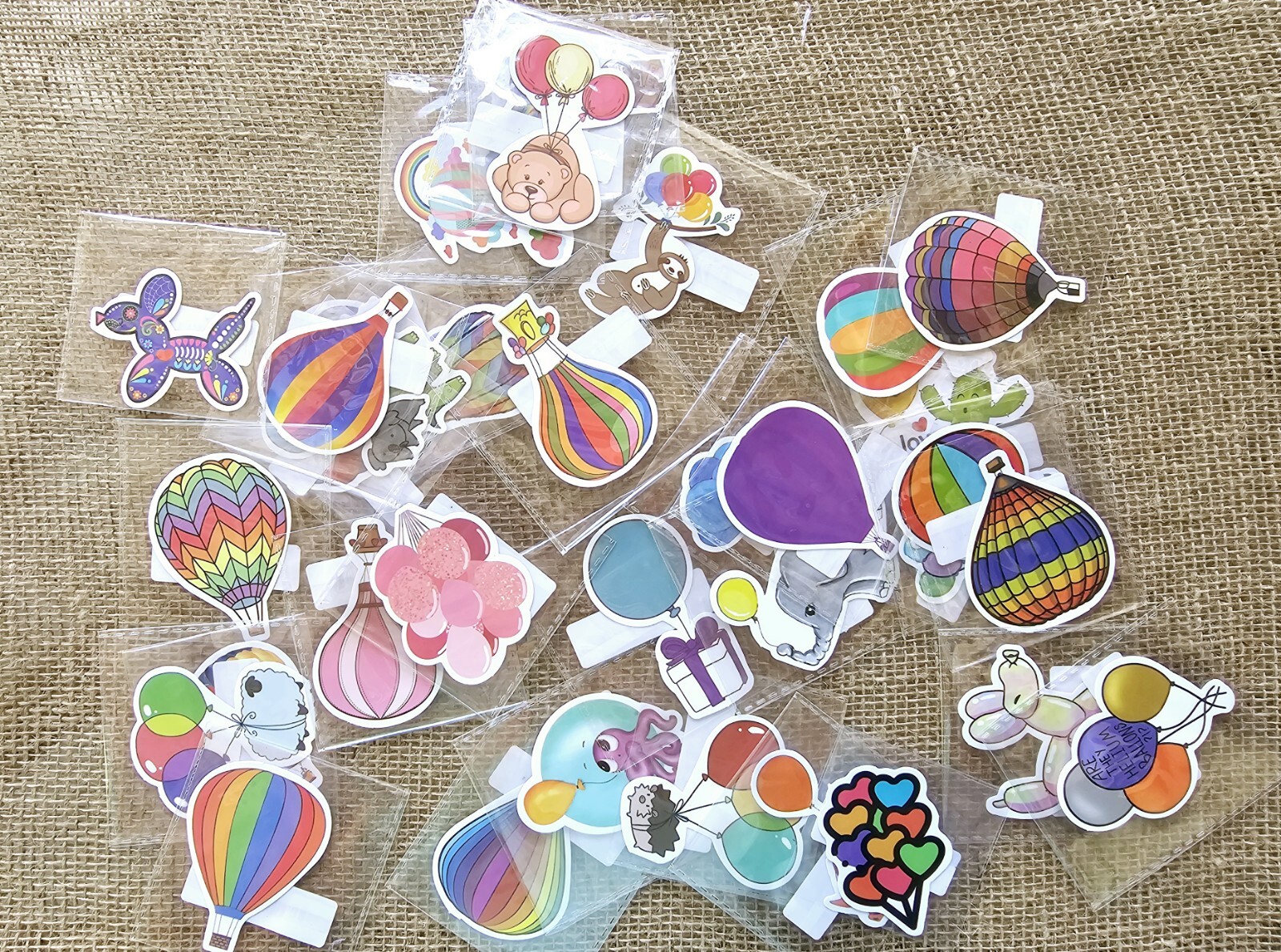 Balloons Hot Air Balloons Waterproof Stickers 2.5"+, 36 Pieces