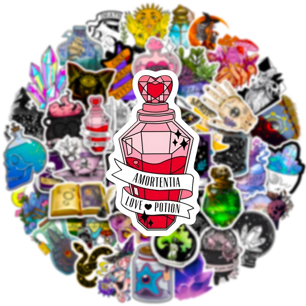 200pcs SPIRITUAL Stickers Pack,Crystal Potion Gothic Halloween Stickers,#196-199