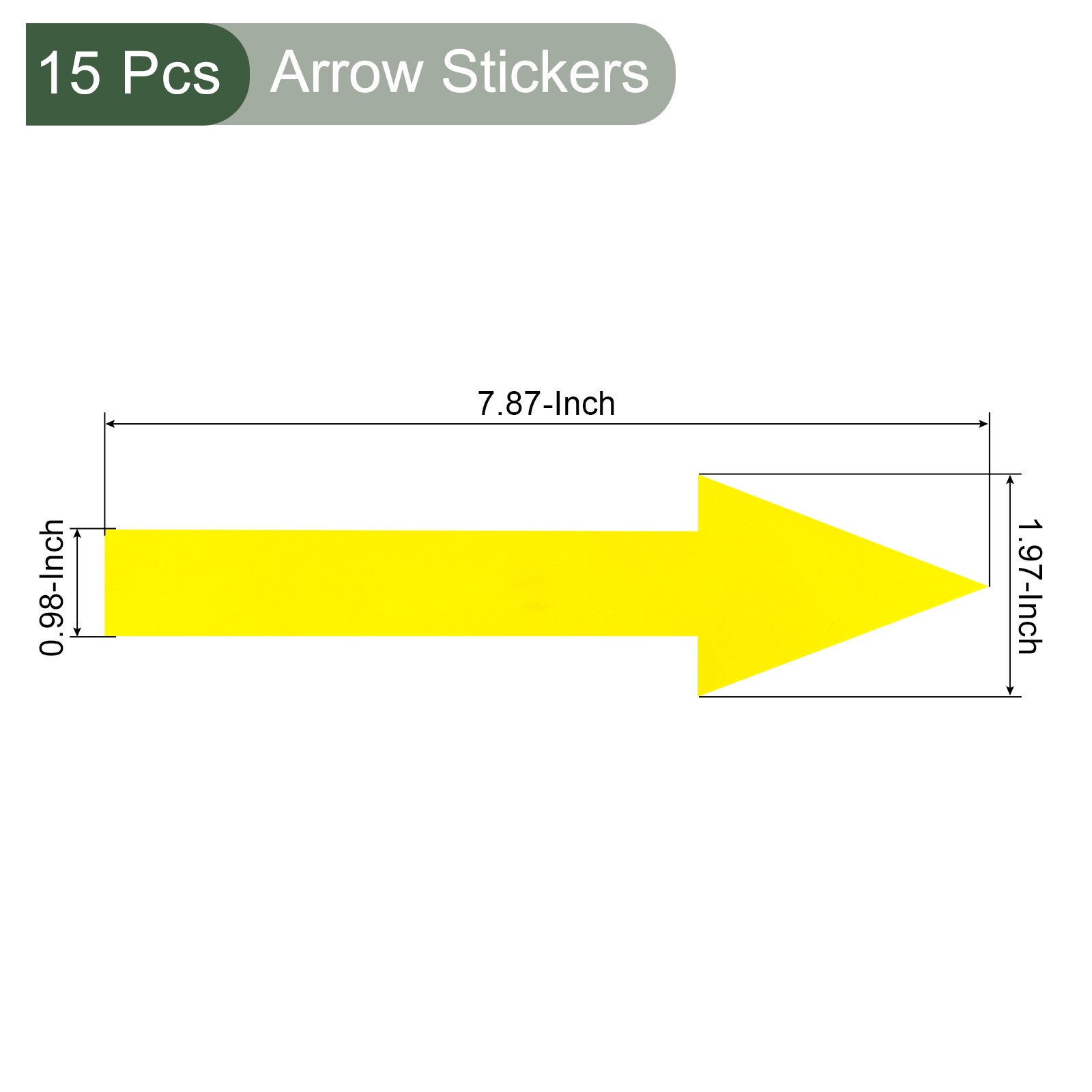 15Pcs Arrow Sticker 20×2.5cm Removable Self Adhesive Waterproof Signs Yellow