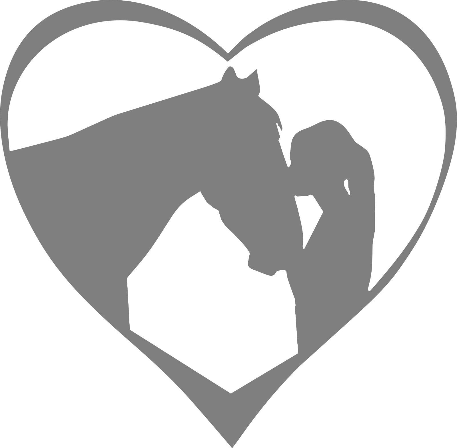 Horse with a girl in a heart decal In your choice of color 4.5 x 4.5