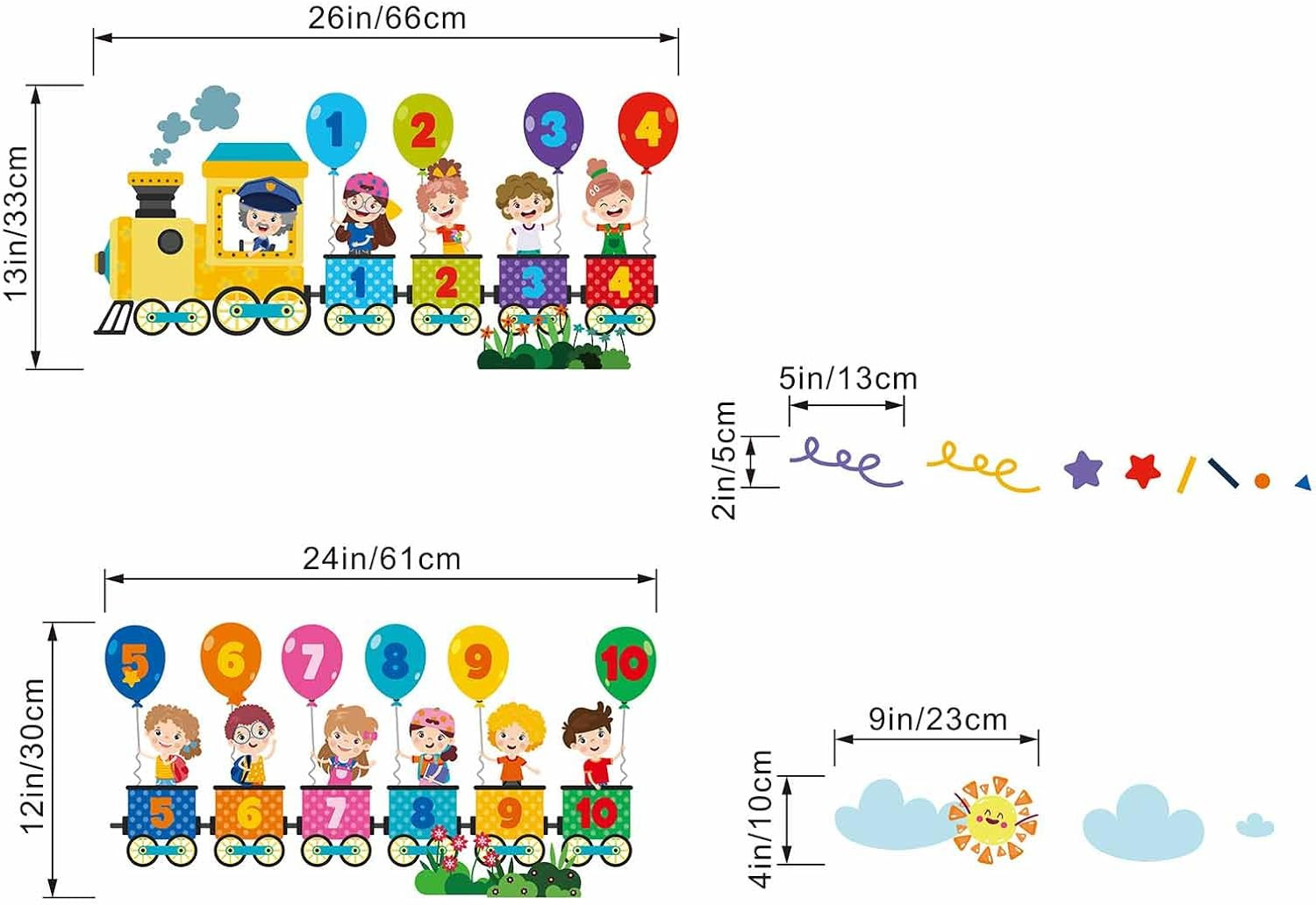 Kids Train Number Wall Decals – Learning Figures Education Wall Stickers – Kids