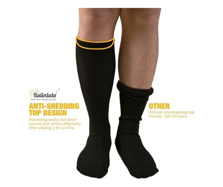 Extra Width Socks for Swollen Feet-4 Pairs One Size, Black