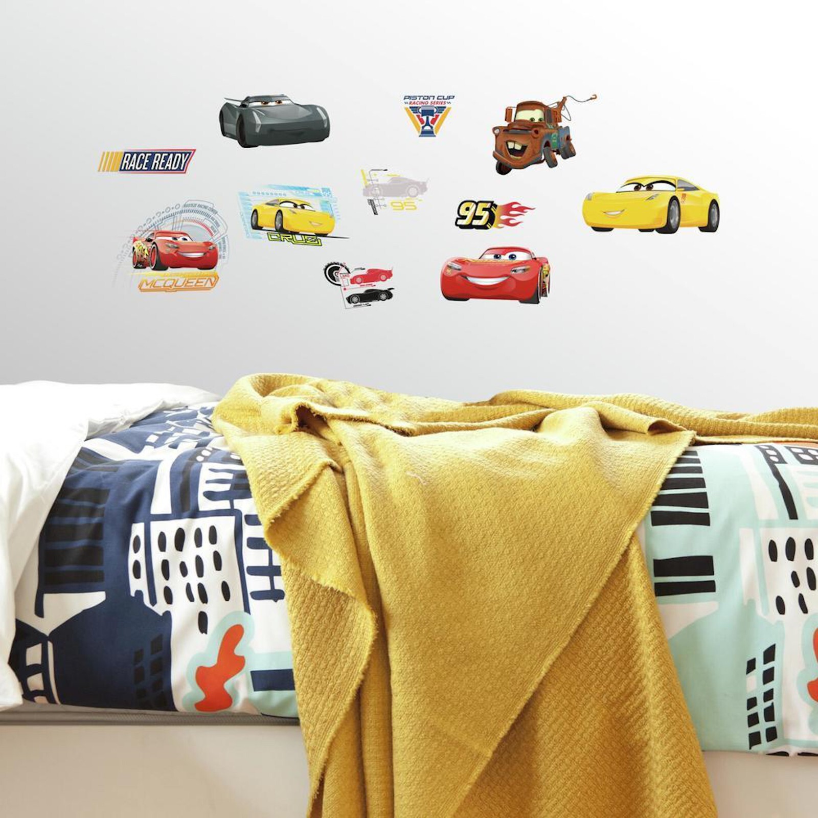 Disney Pixar Cars Piston Cup Champs & Cars 3 Peel & Stick Wall Decal Combo Set