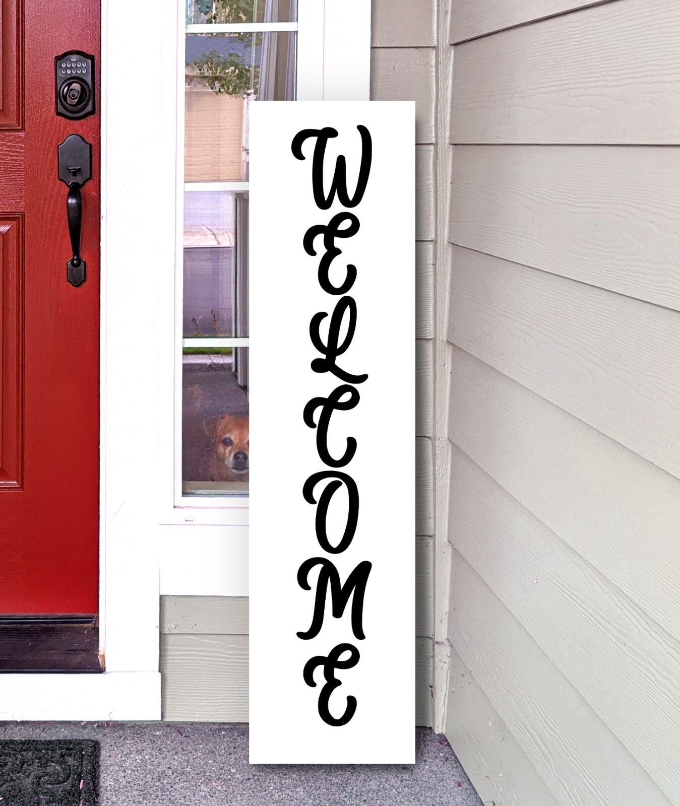 Welcome Vertical Vinyl Decal V9 | Front Porch Home | Die Cut Sticker