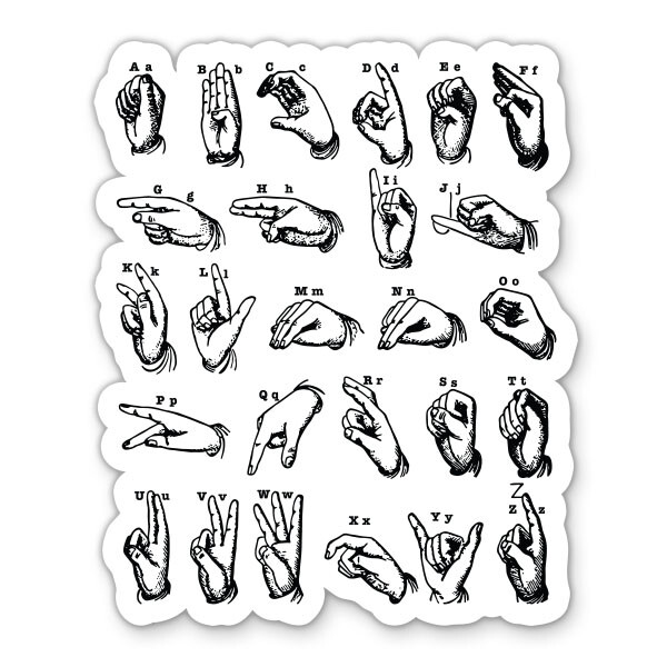 American Sign Language ASL Alphabet Vinyl Sticker – Phone Car