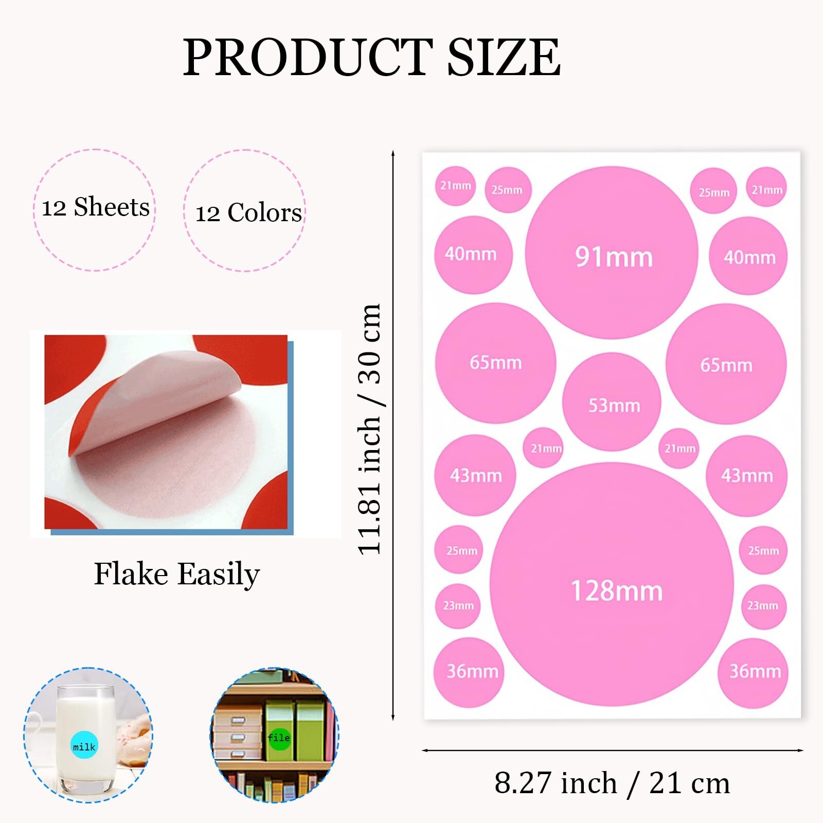 12 Sheets 252 Pcs Colorful Wall Decals Polka Dot Wall Stickers Decor Peel and…