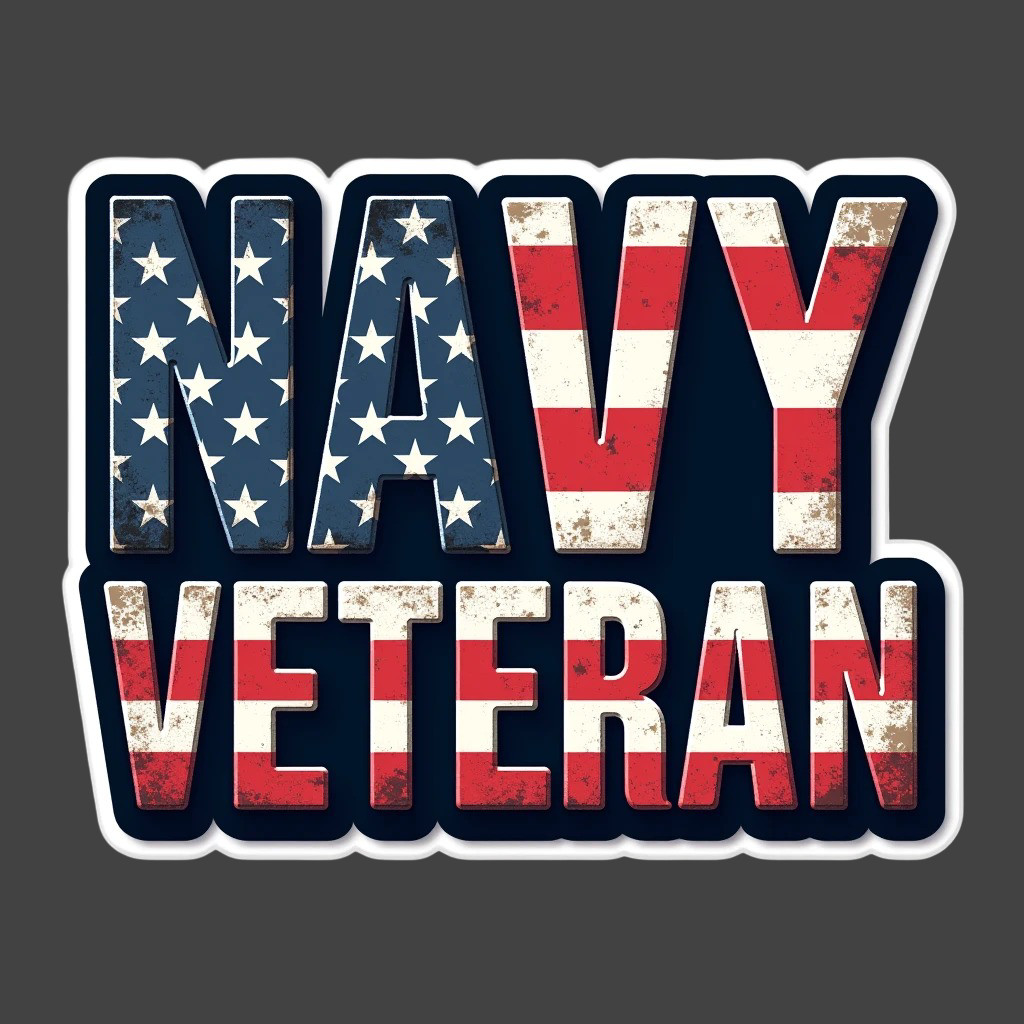 Navy Veteran American Flag Sticker Vinyl Decal Patriotic Military USA